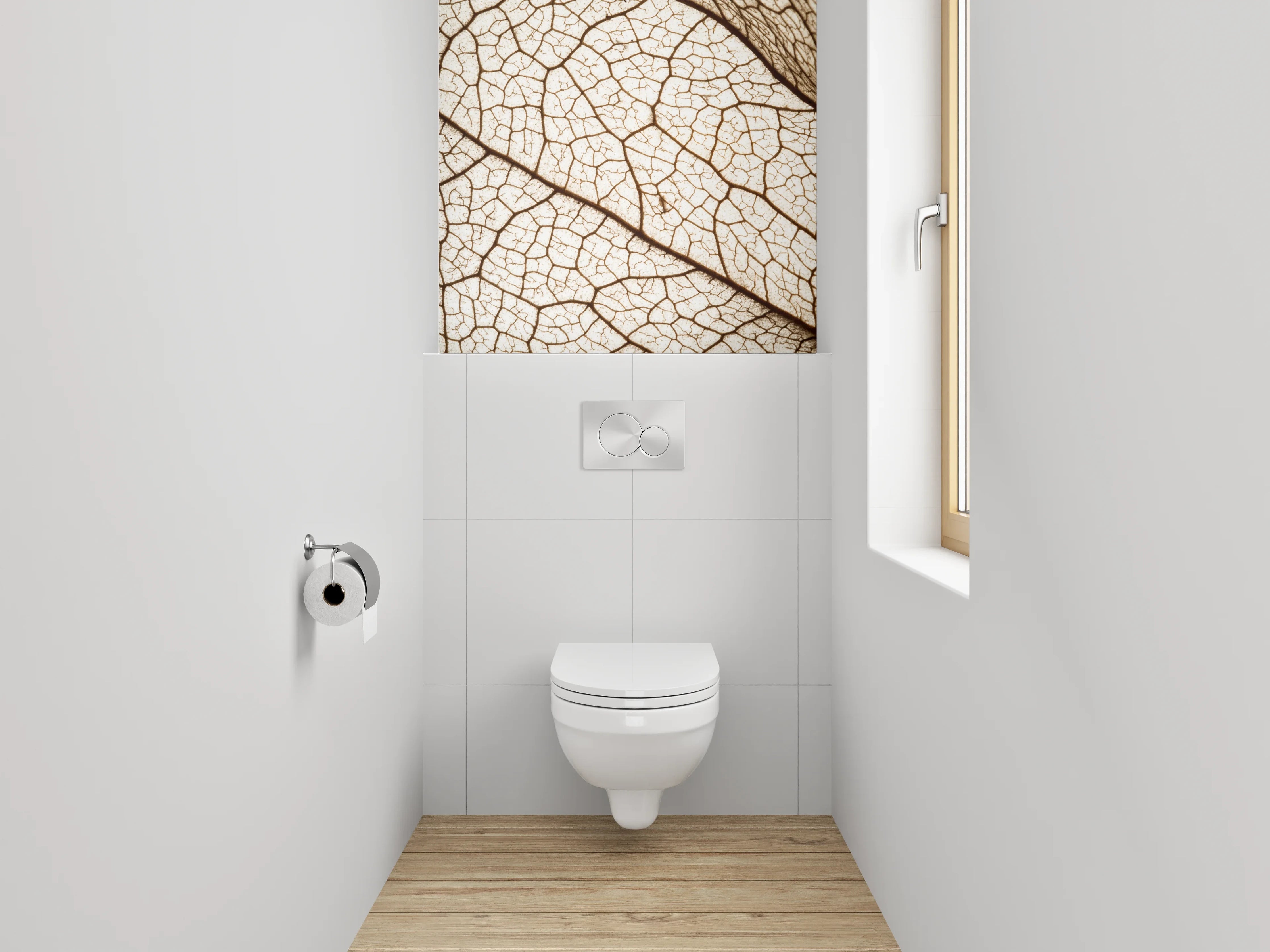WC-Rückwand - Trockenes Blatt – feine Linienstruktur