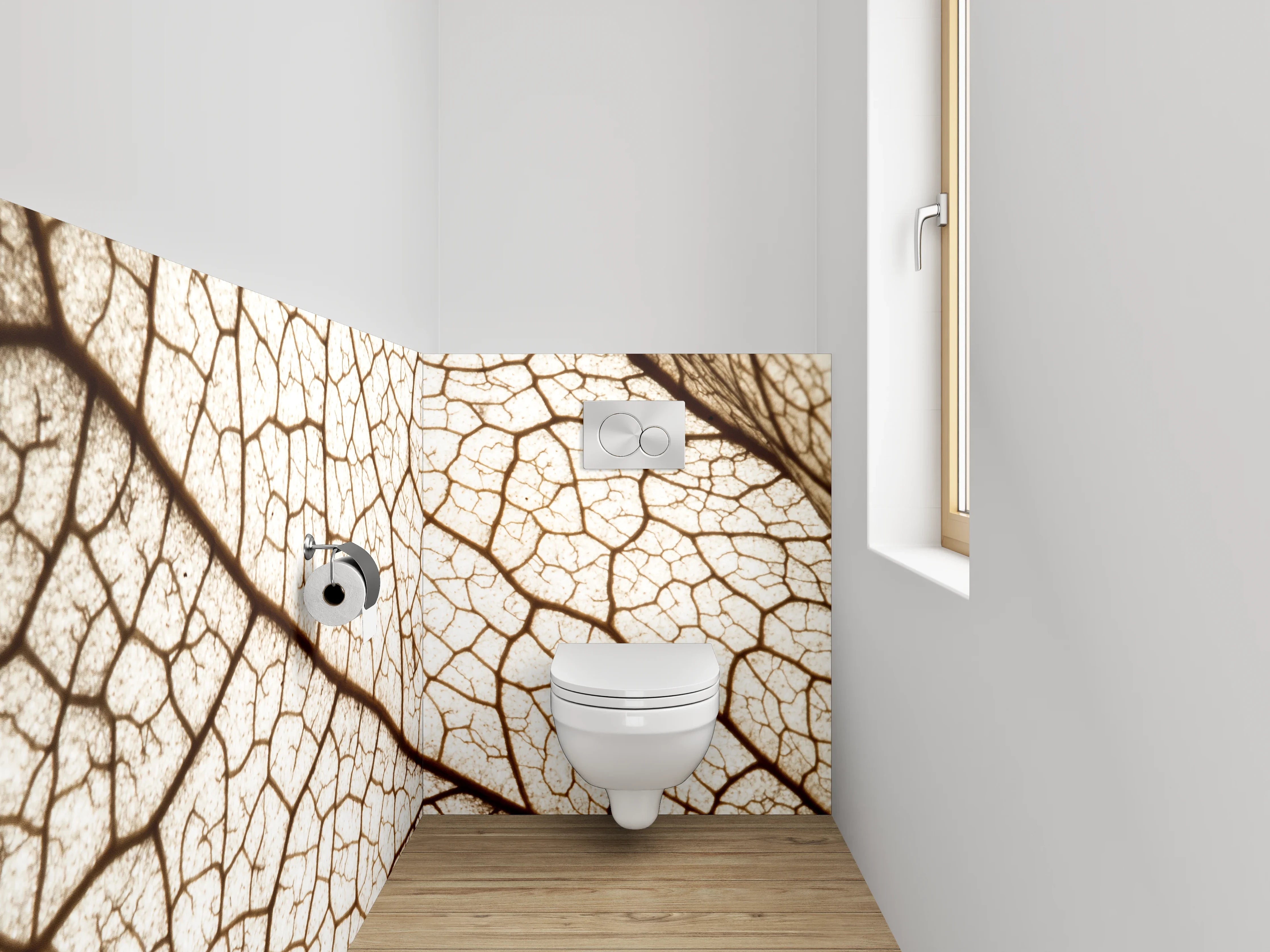 WC-Rückwand - Trockenes Blatt – feine Linienstruktur