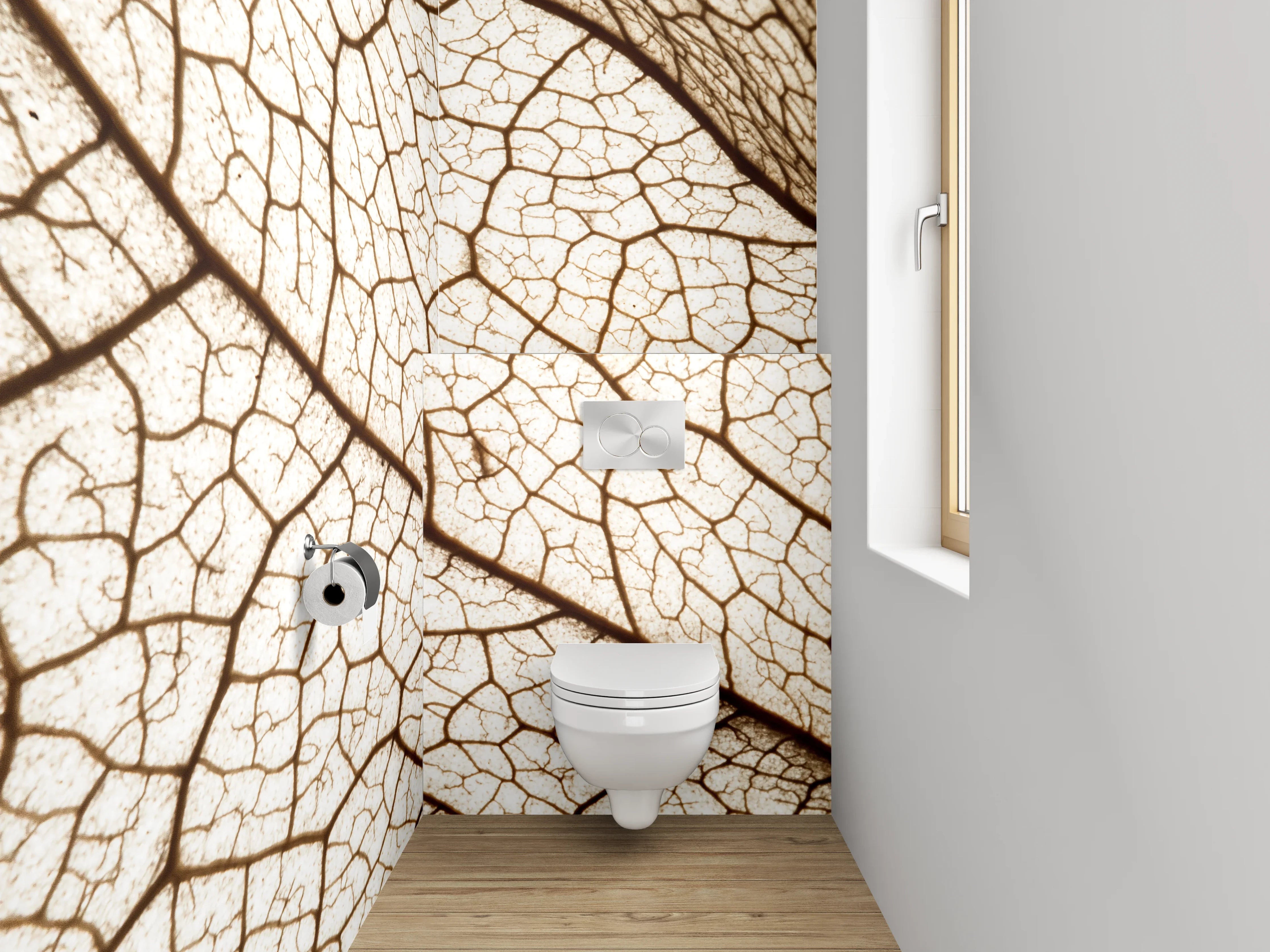 WC-Rückwand - Trockenes Blatt – feine Linienstruktur