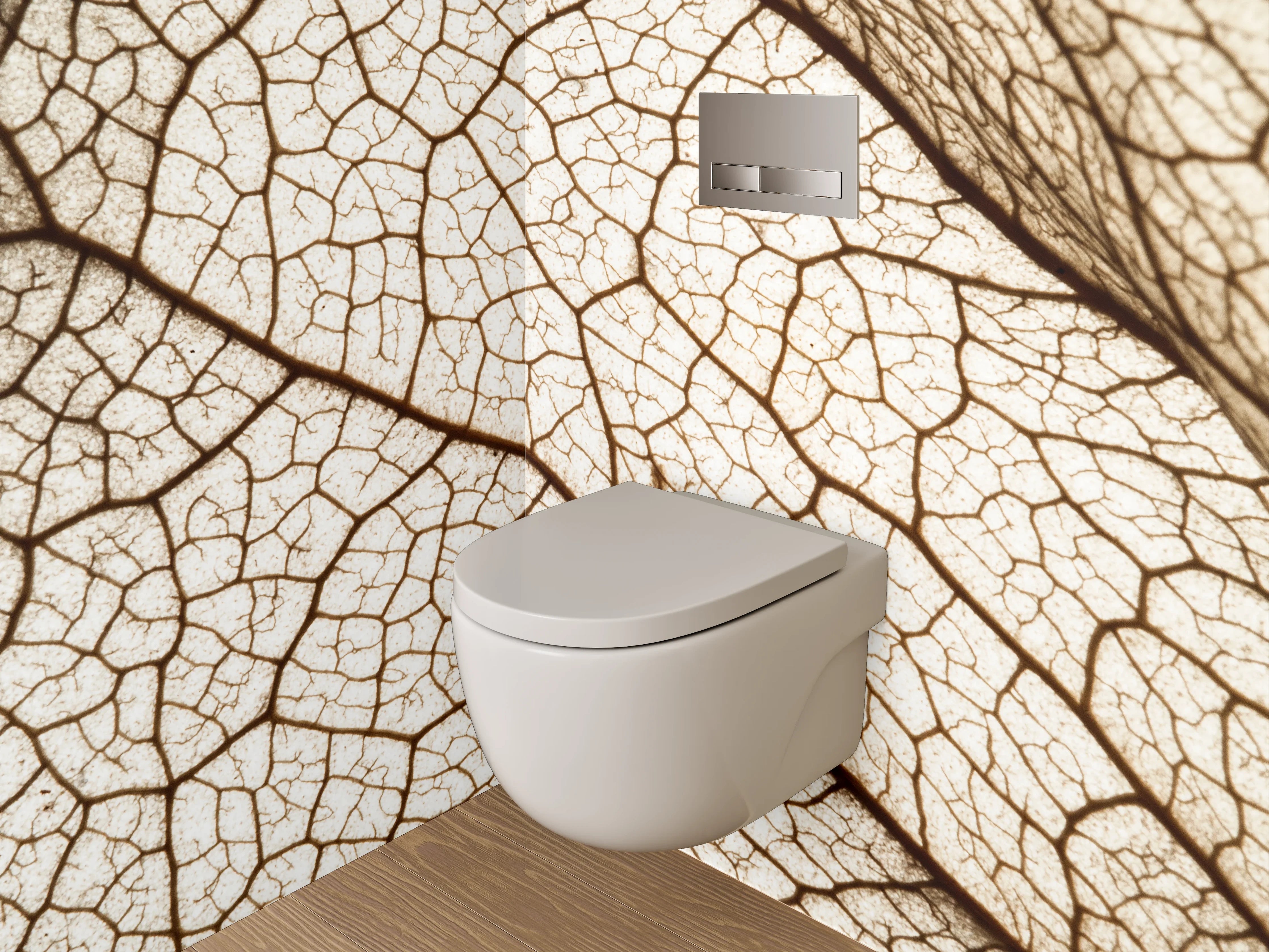 WC-Rückwand - Trockenes Blatt – feine Linienstruktur
