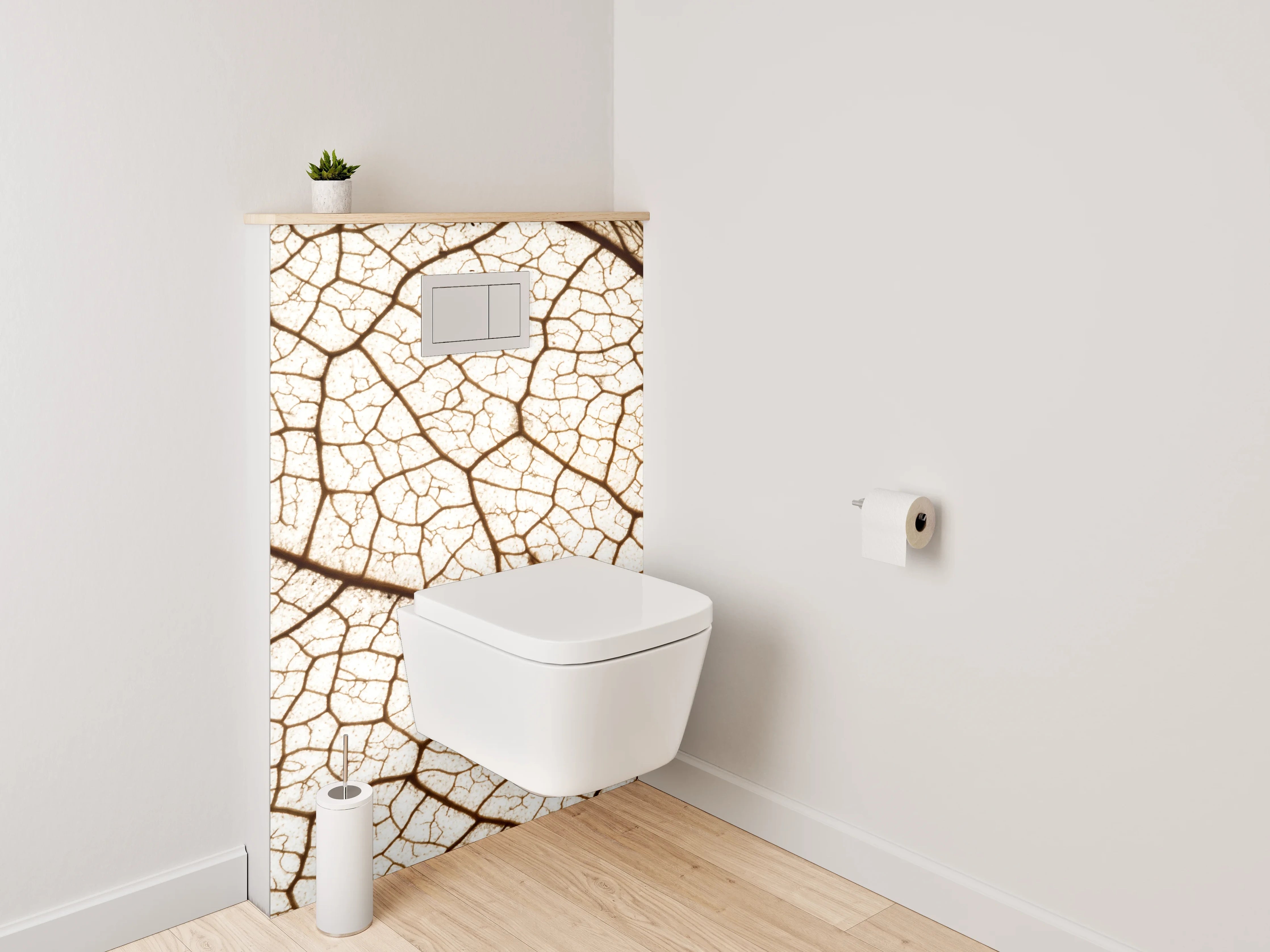 WC-Rückwand - Trockenes Blatt – feine Linienstruktur