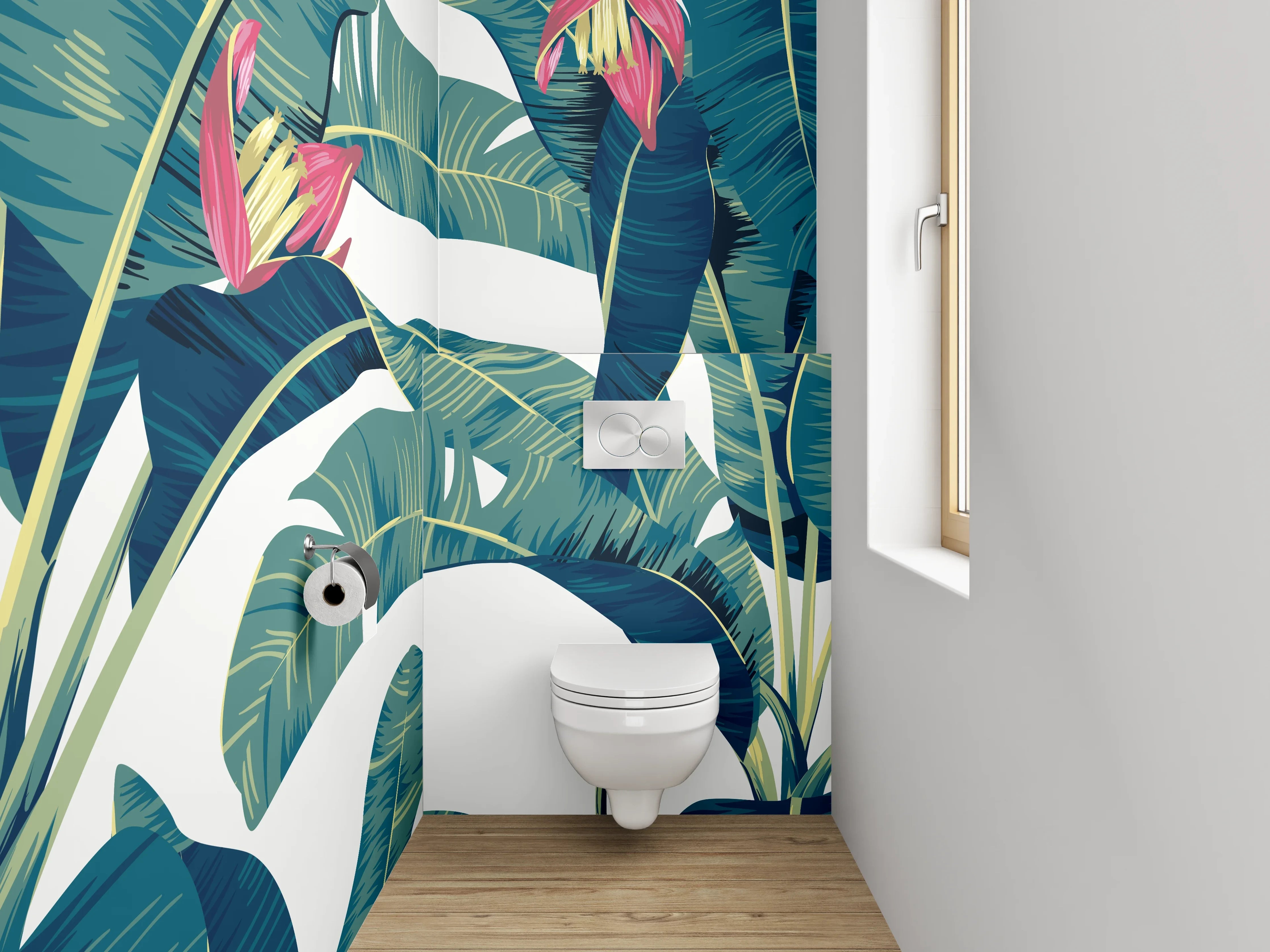 WC-Rückwand - Tropische Bananenblätter Illustration