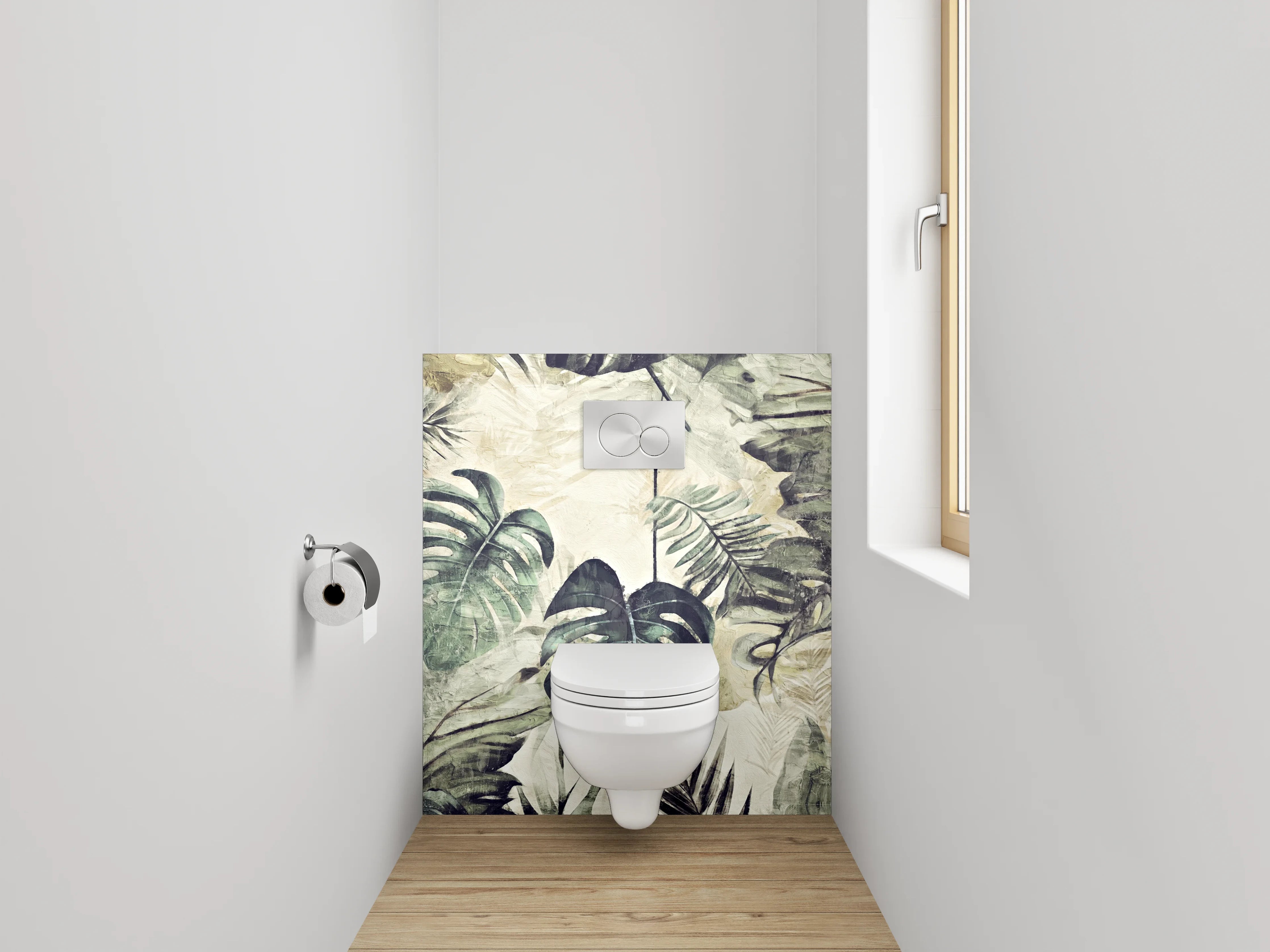 WC-Rückwand - Tropische Blätter Aquarell Kunst