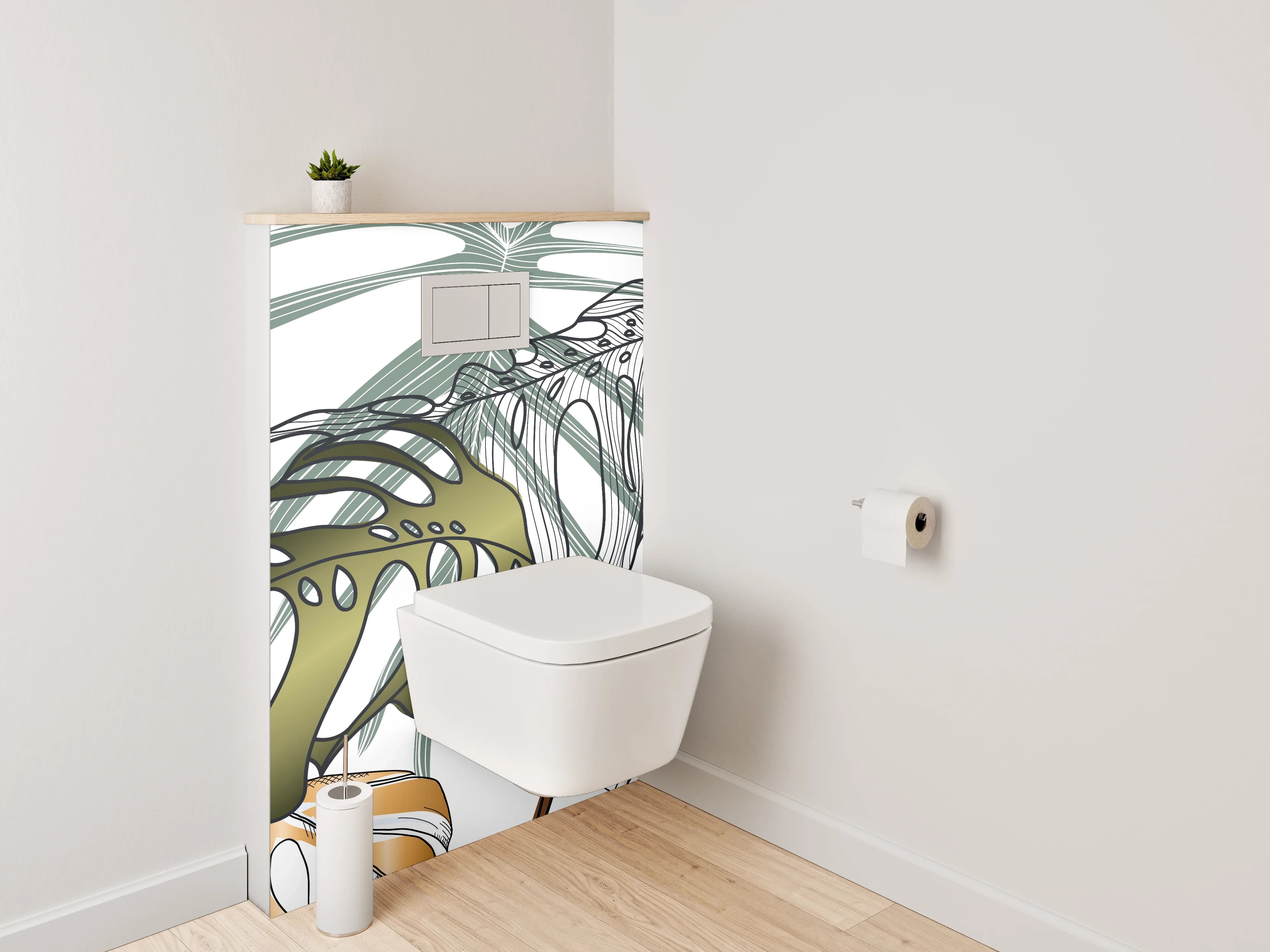 WC-Rückwand - Tropische Blätter Illustration modern