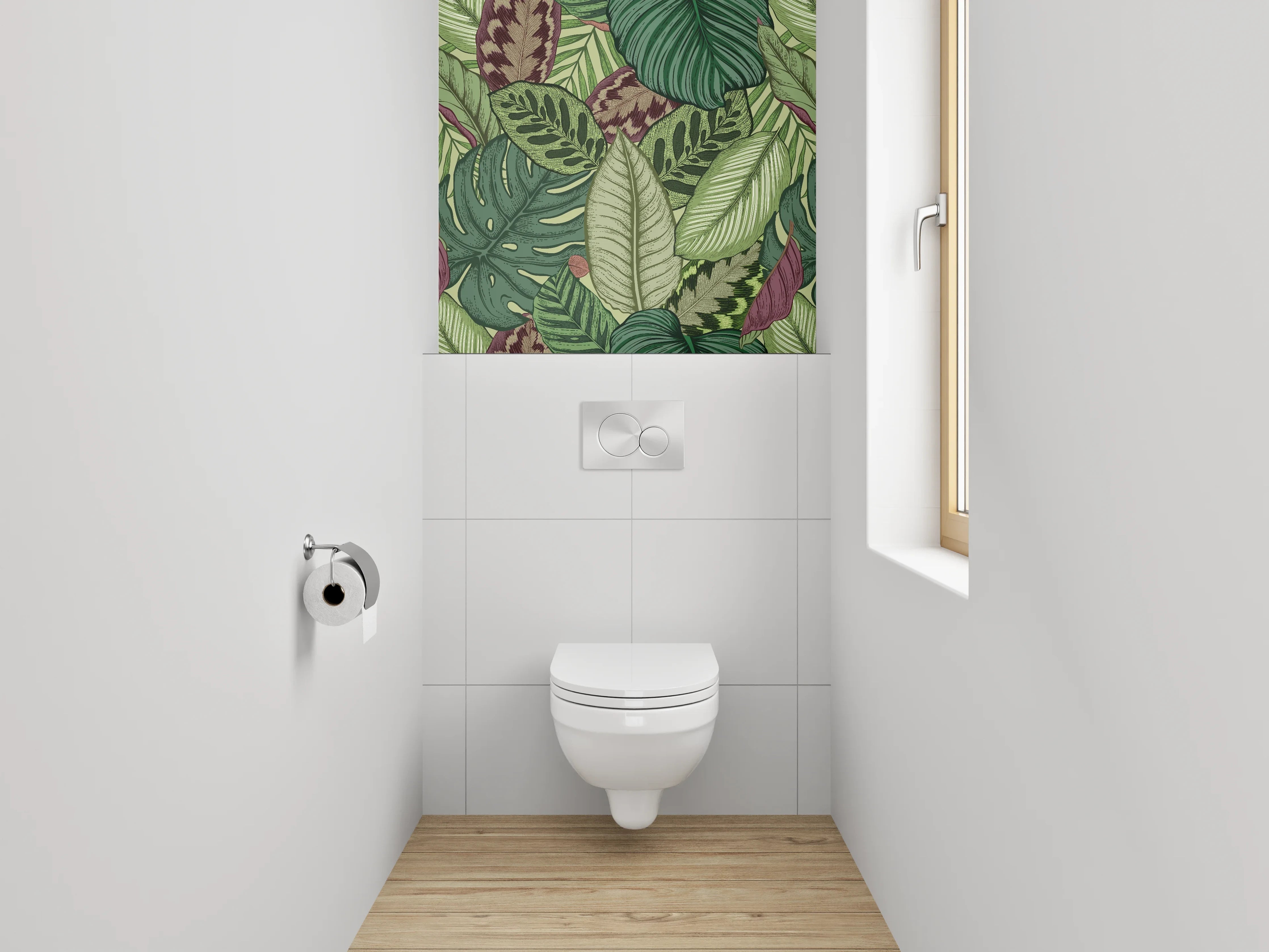 WC-Rückwand - Tropische Blätter Muster Grün