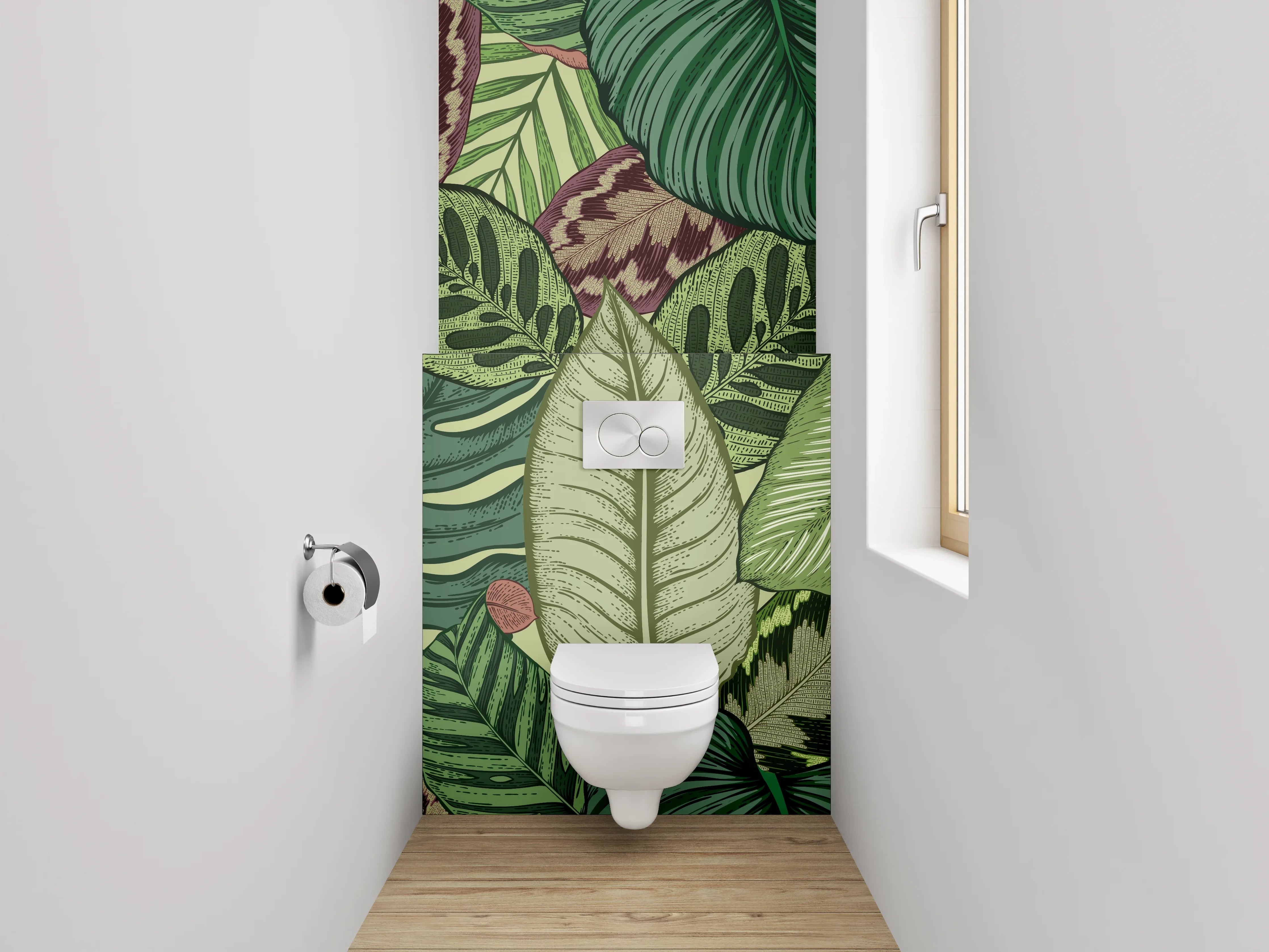 WC-Rückwand - Tropische Blätter Muster Grün