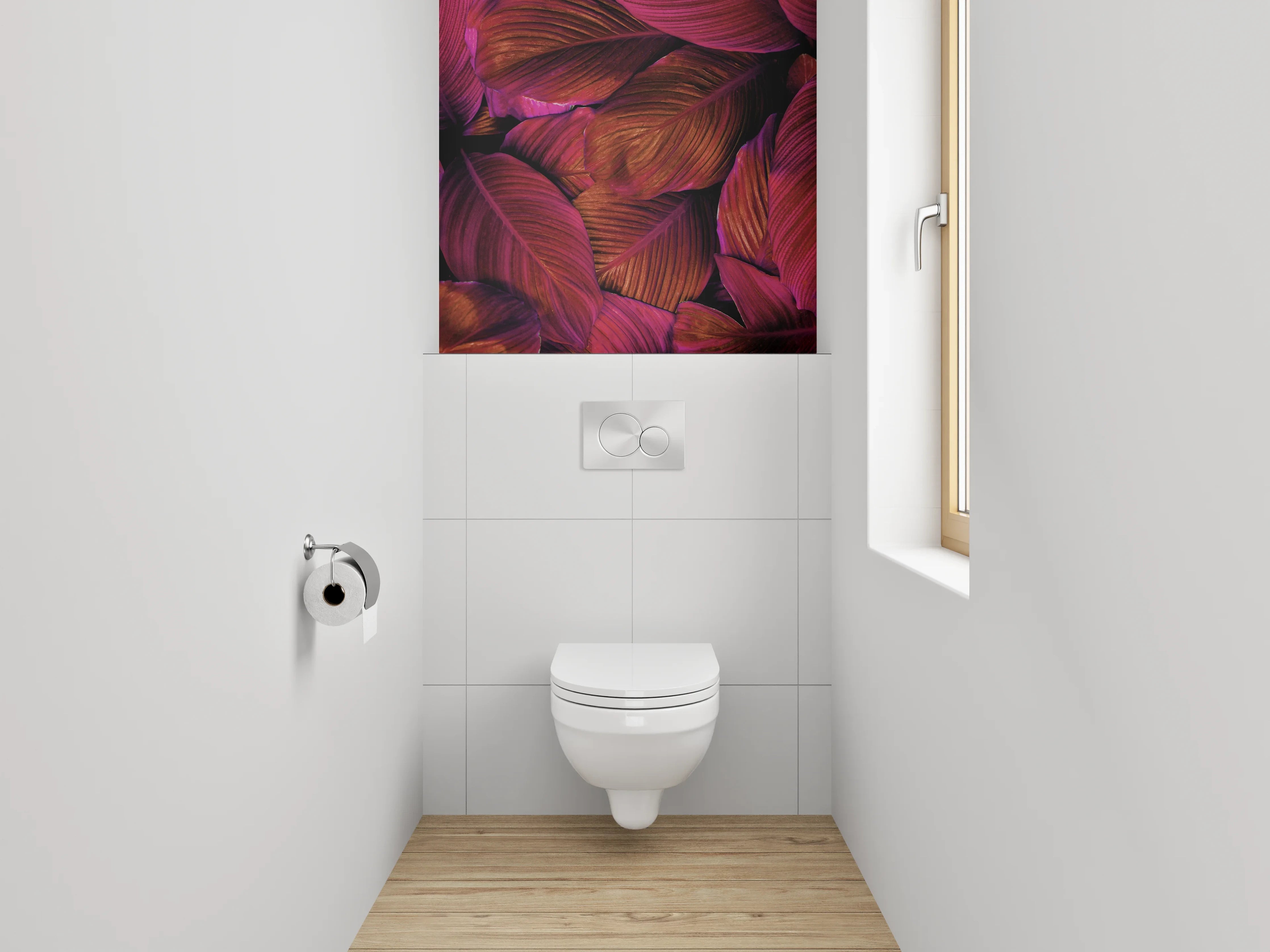 WC-Rückwand - Tropische Blätter Struktur Lila