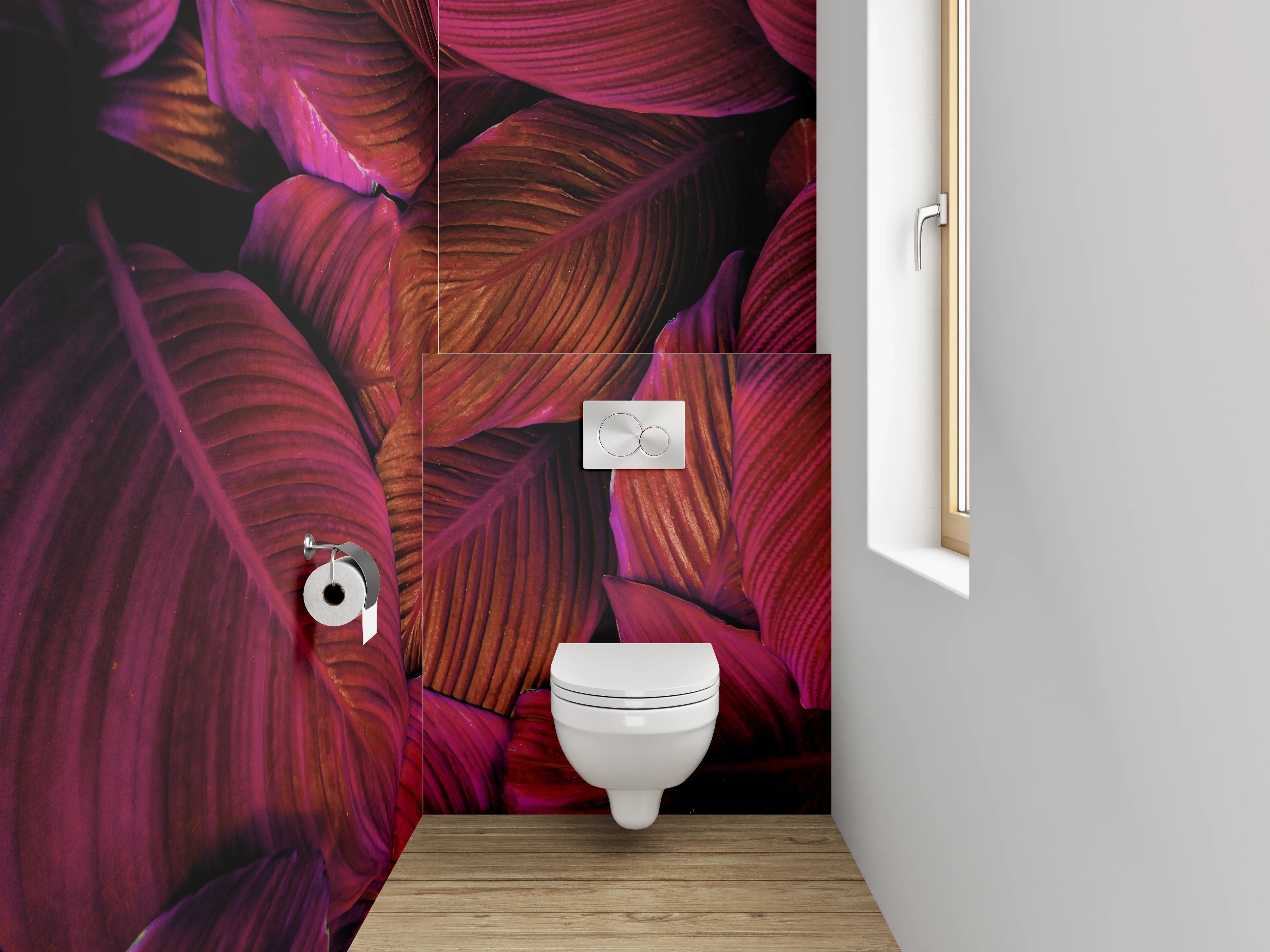 WC-Rückwand - Tropische Blätter Struktur Lila