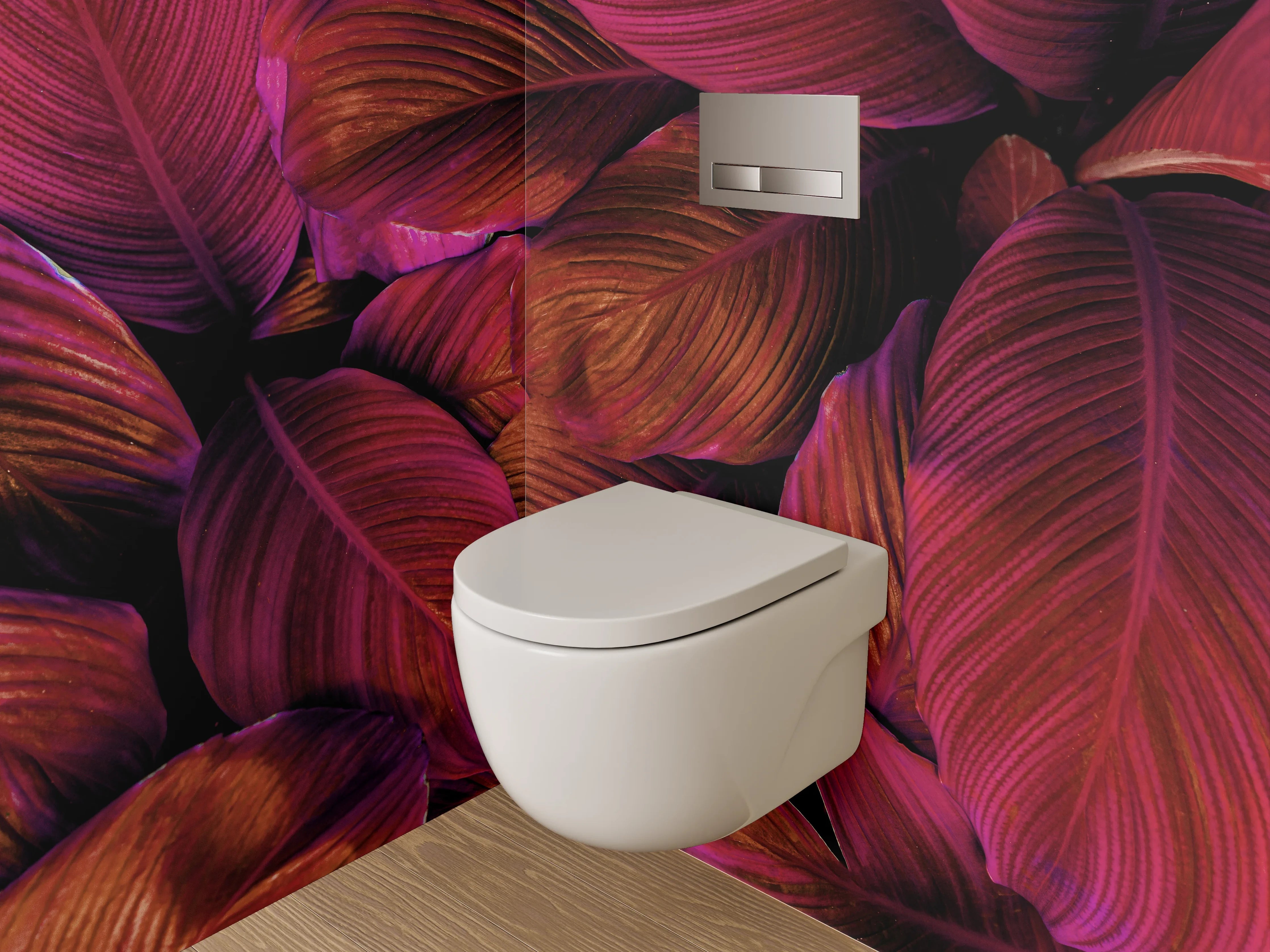 WC-Rückwand - Tropische Blätter Struktur Lila