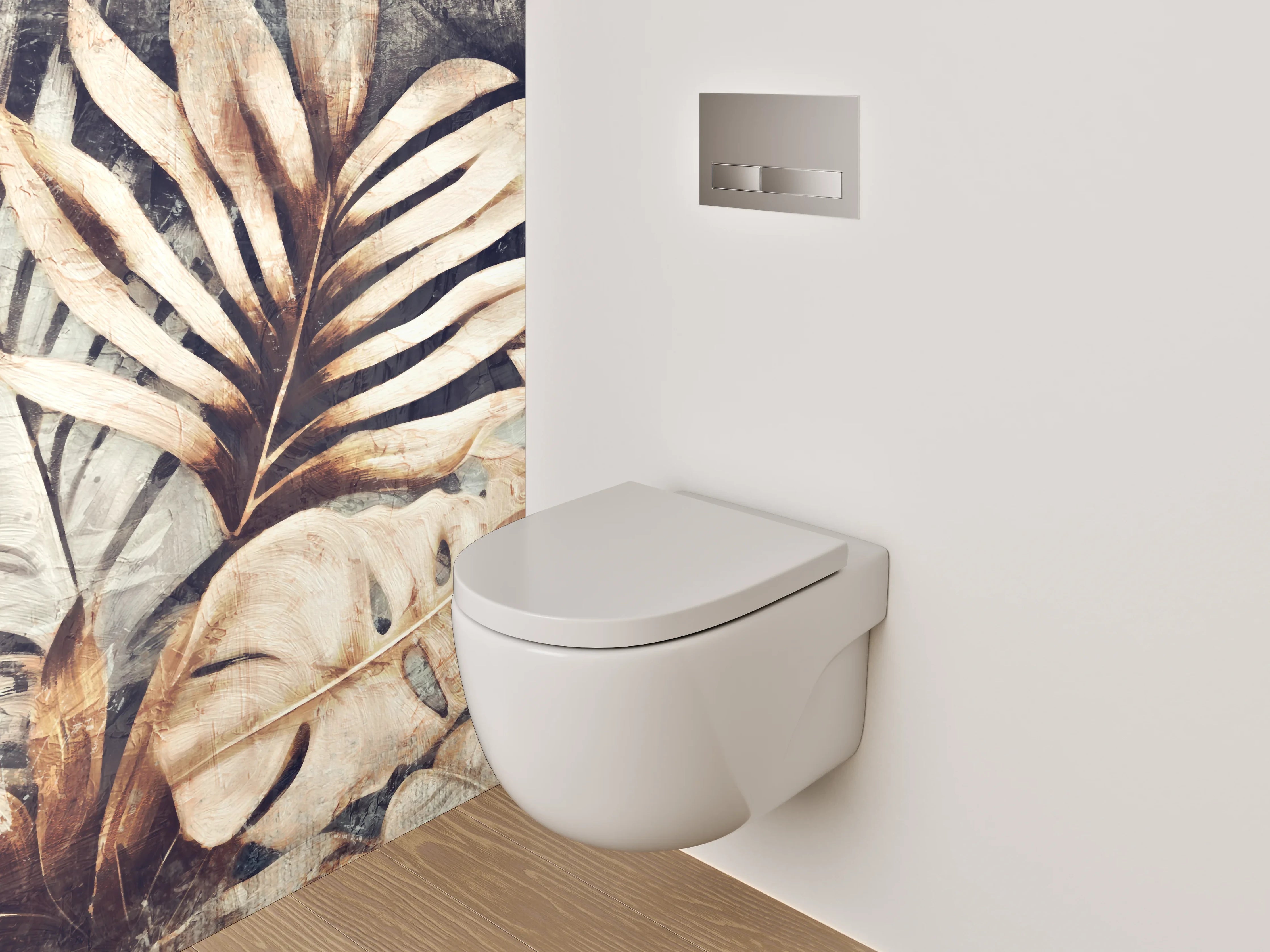 WC-Rückwand - Tropische Blätter Vintage Braun Beige
