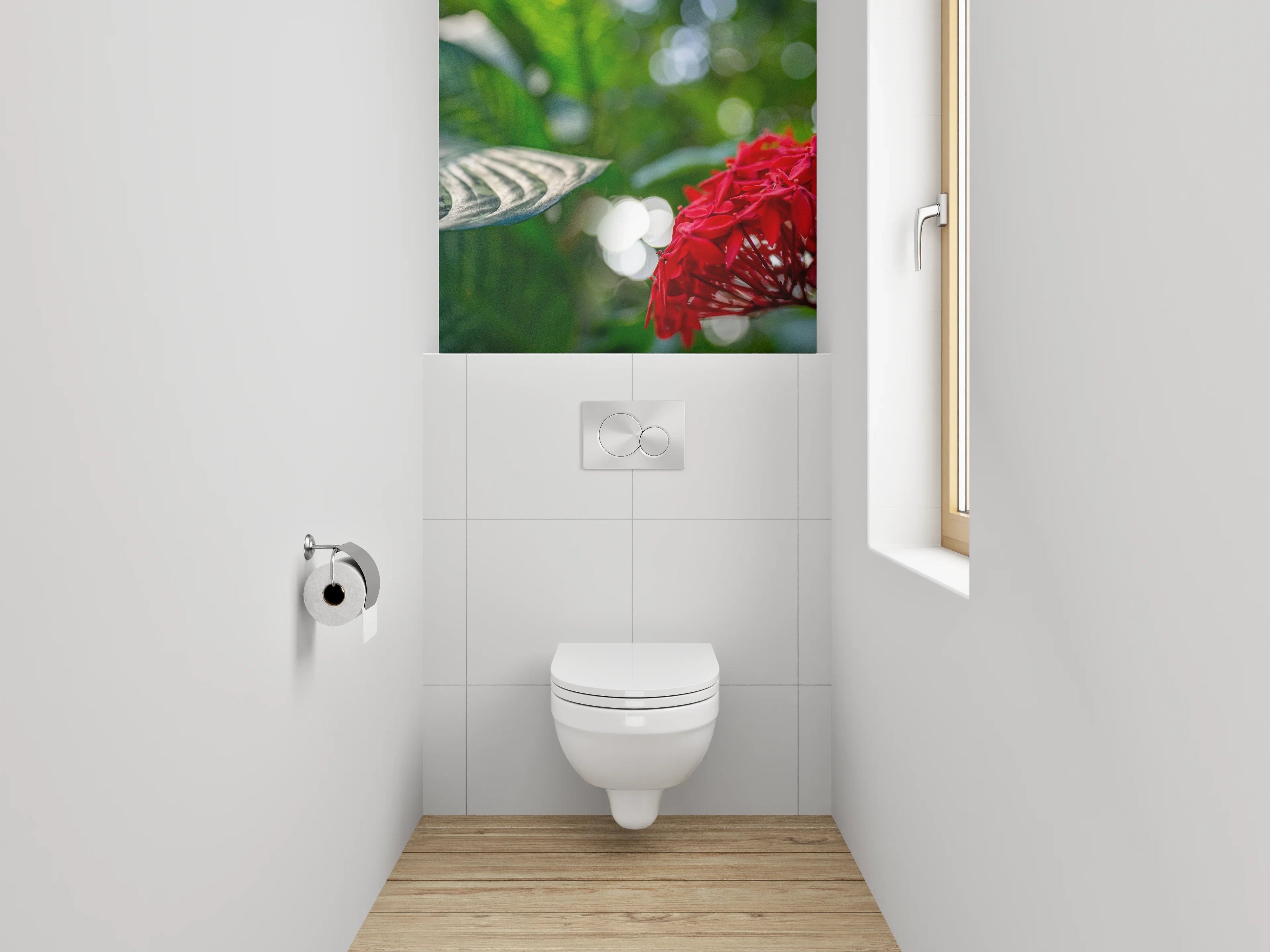 WC-Rückwand - Tropische Blütenpracht im Dschungel-Look