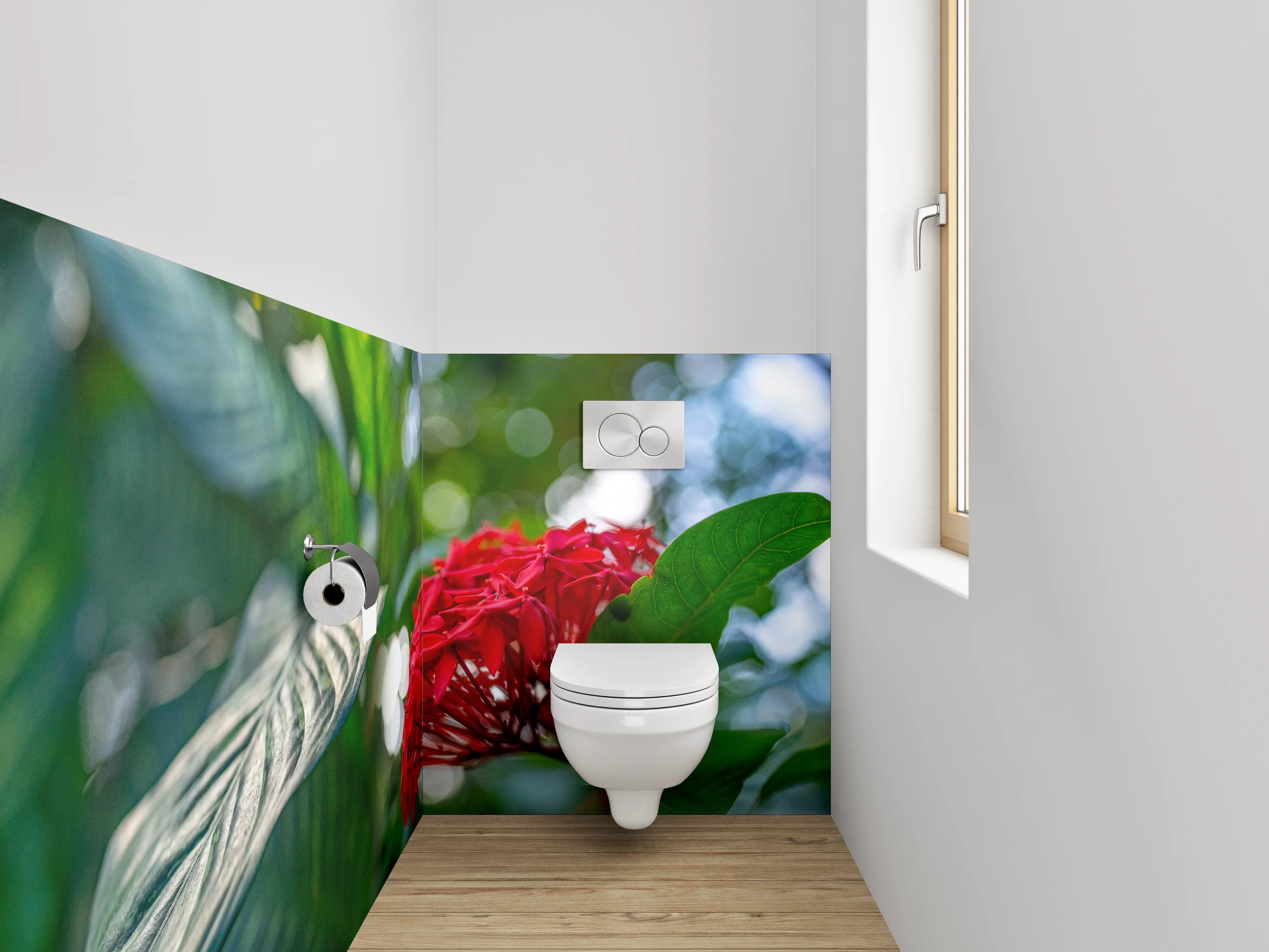 WC-Rückwand - Tropische Blütenpracht im Dschungel-Look