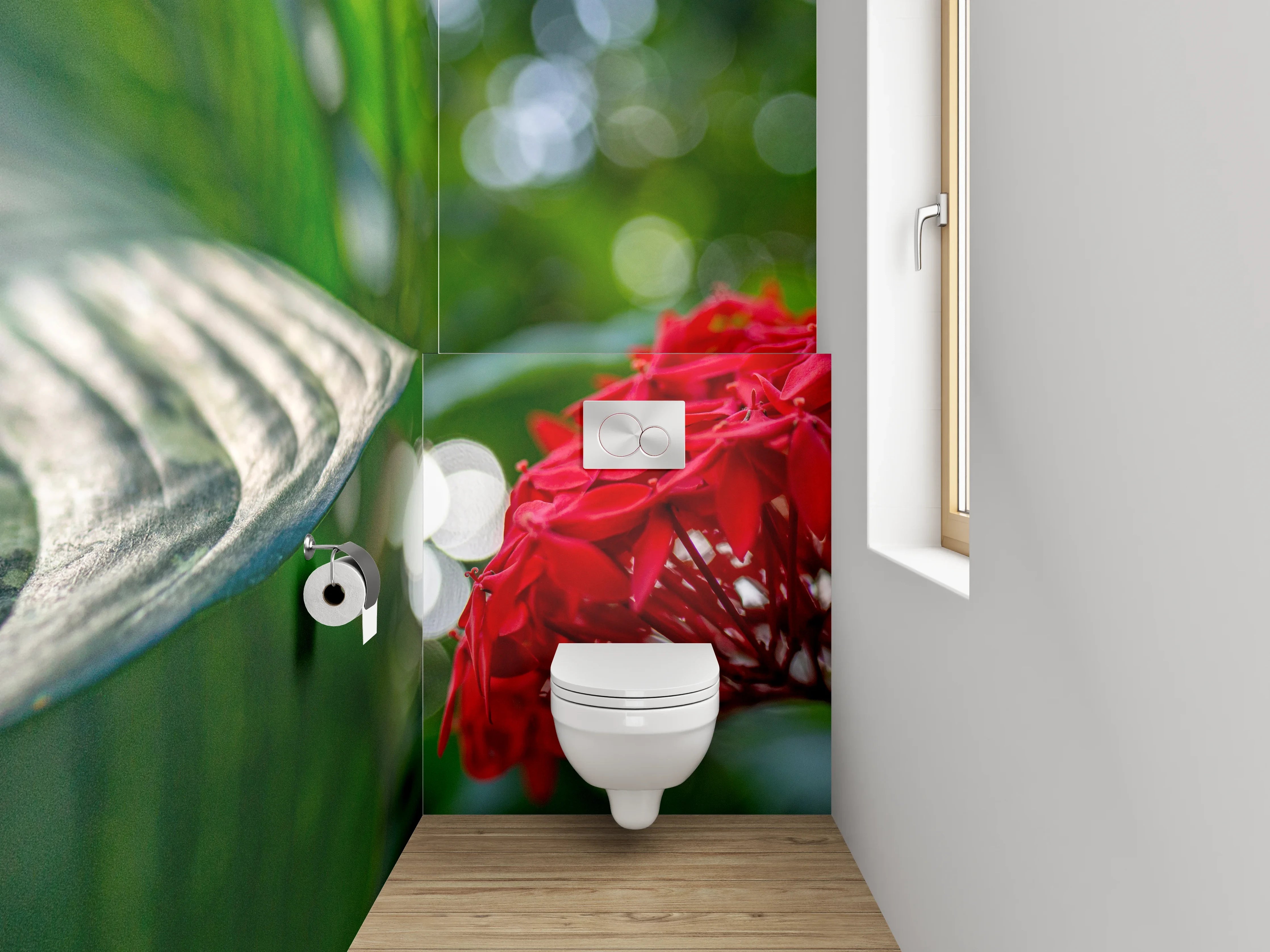 WC-Rückwand - Tropische Blütenpracht im Dschungel-Look