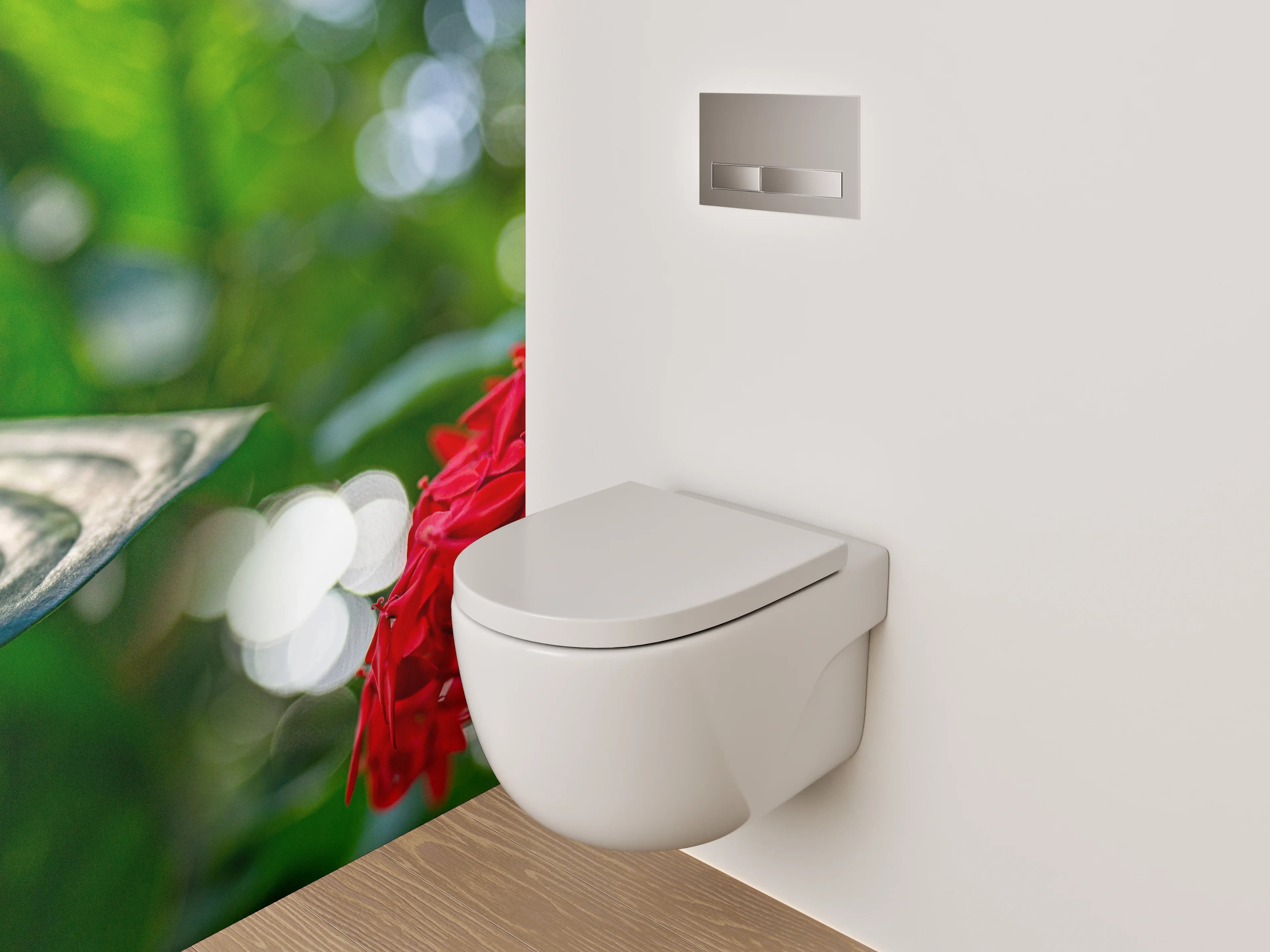 WC-Rückwand - Tropische Blütenpracht im Dschungel-Look