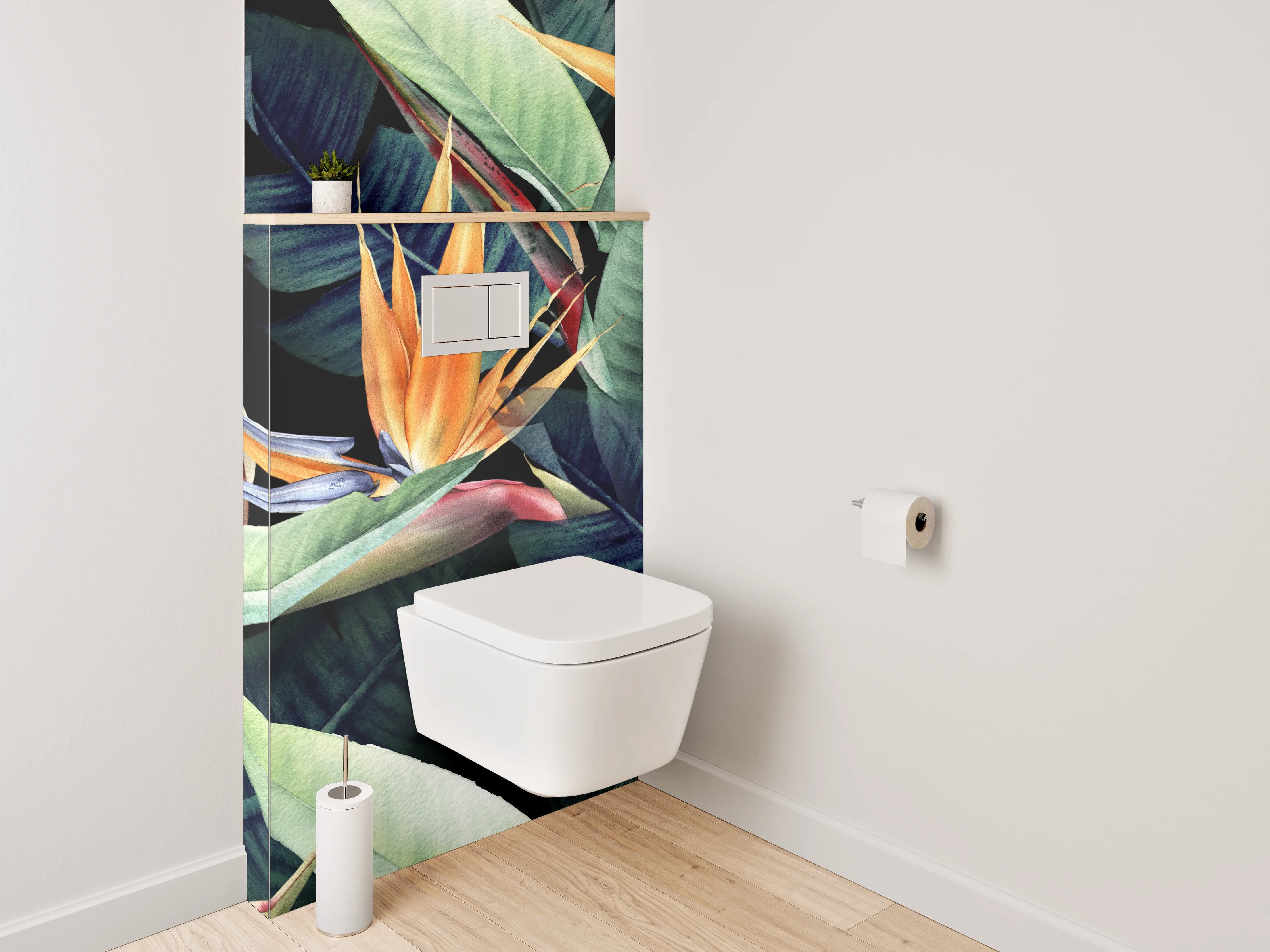 WC-Rückwand - Tropische Blumen und Blätter Muster
