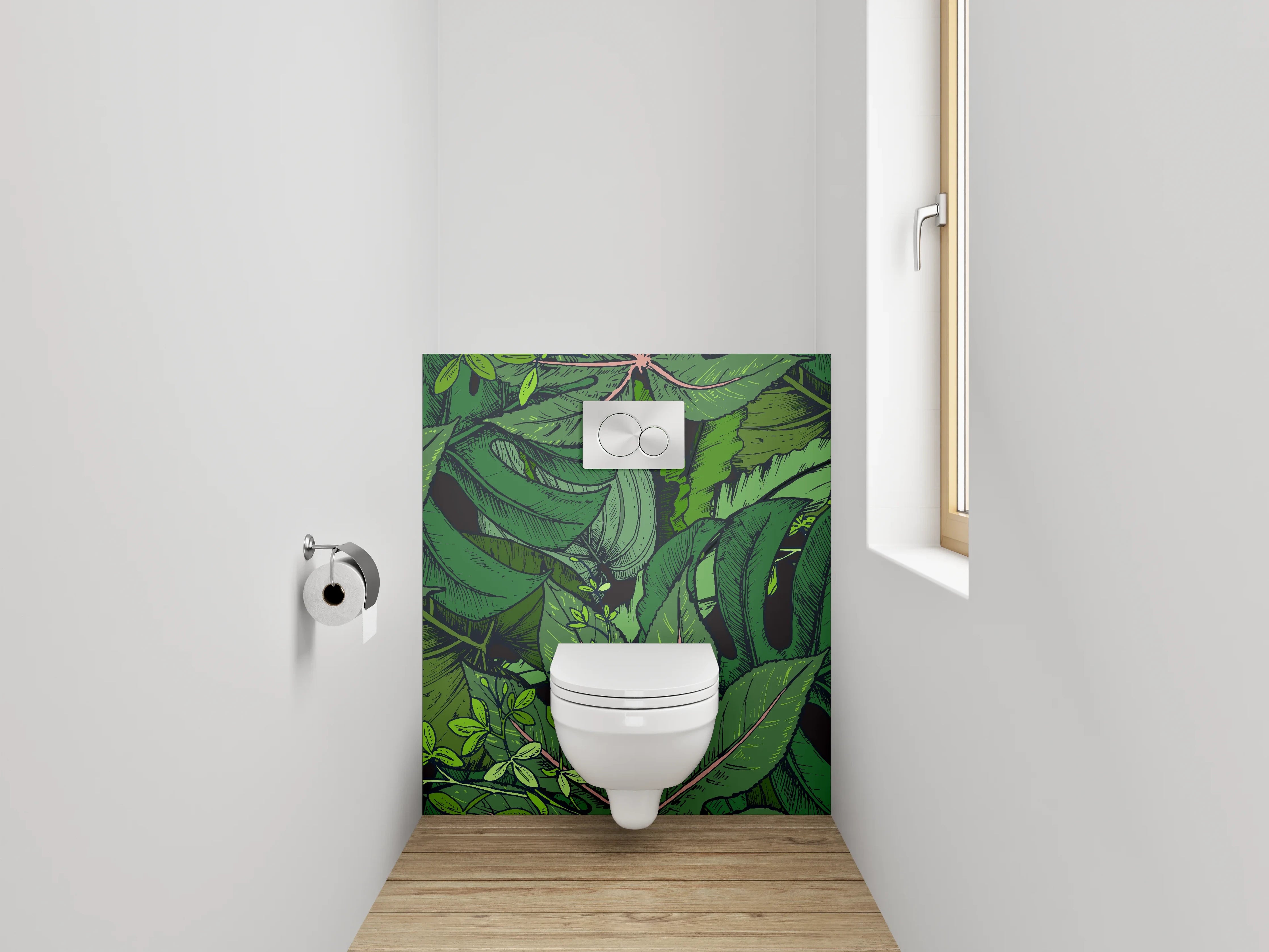 WC-Rückwand - Tropische Dschungel-Blätter Illustration