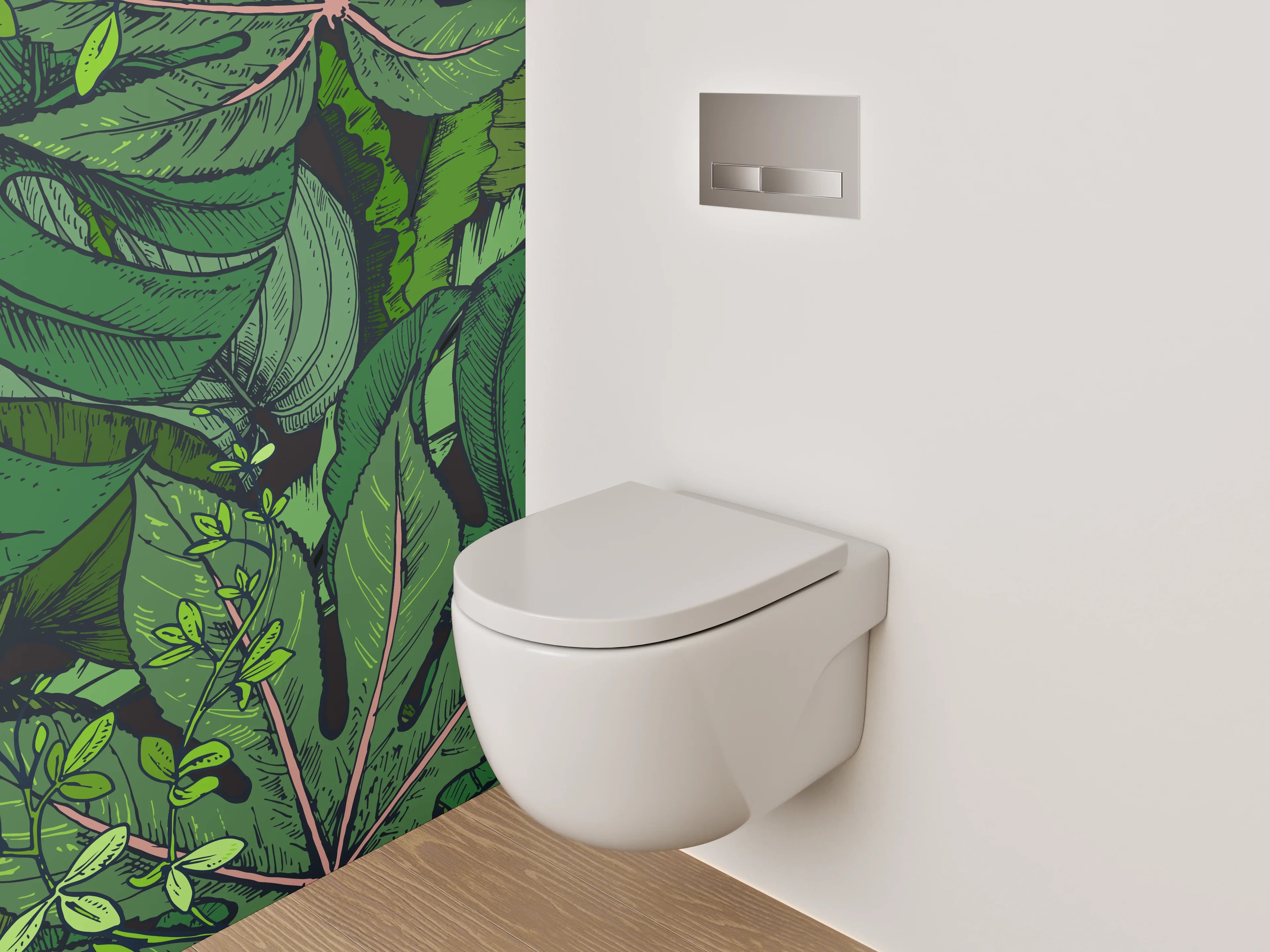WC-Rückwand - Tropische Dschungel-Blätter Illustration