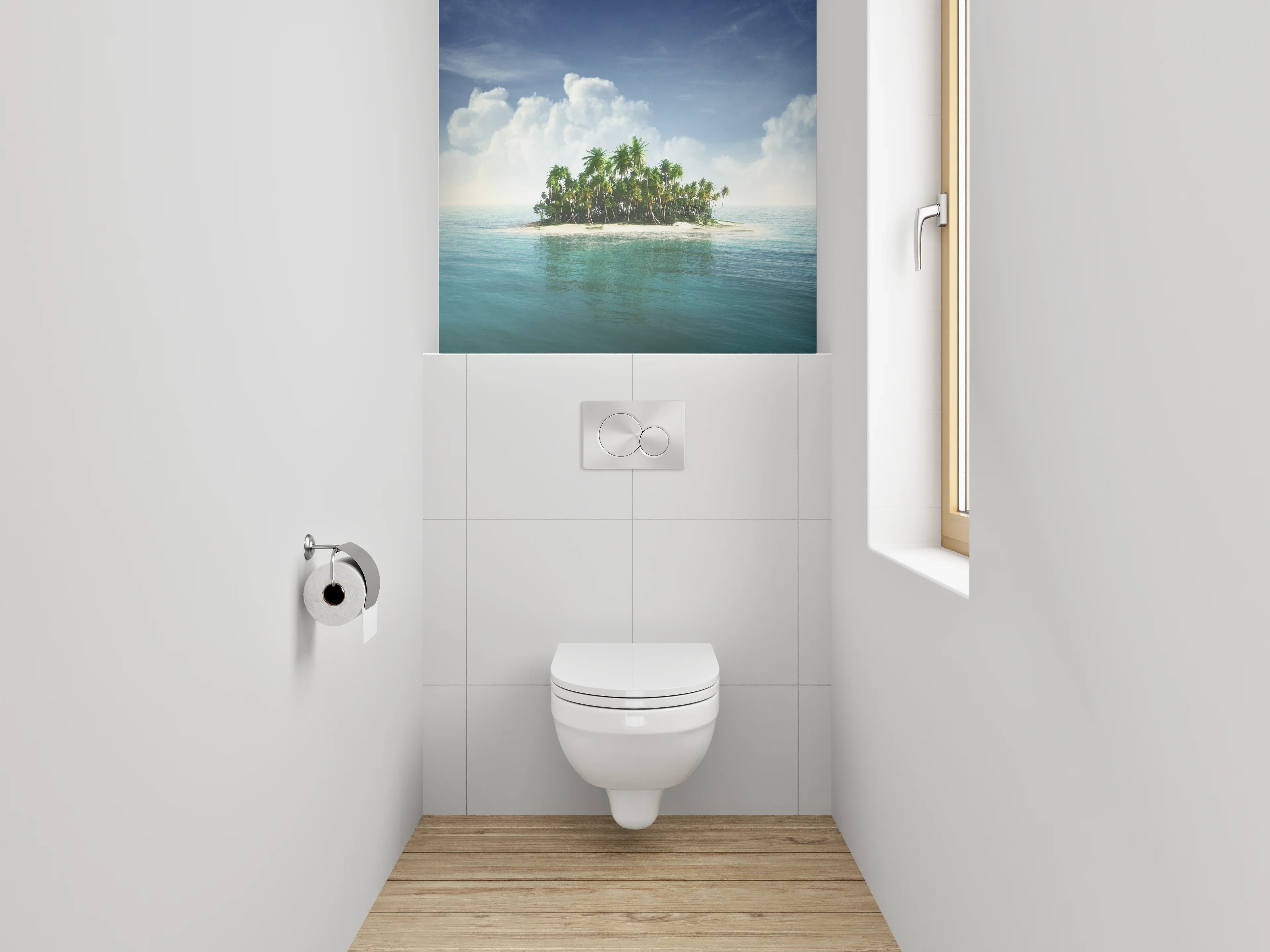 WC-Rückwand - Tropische Insel im Ozean Panorama