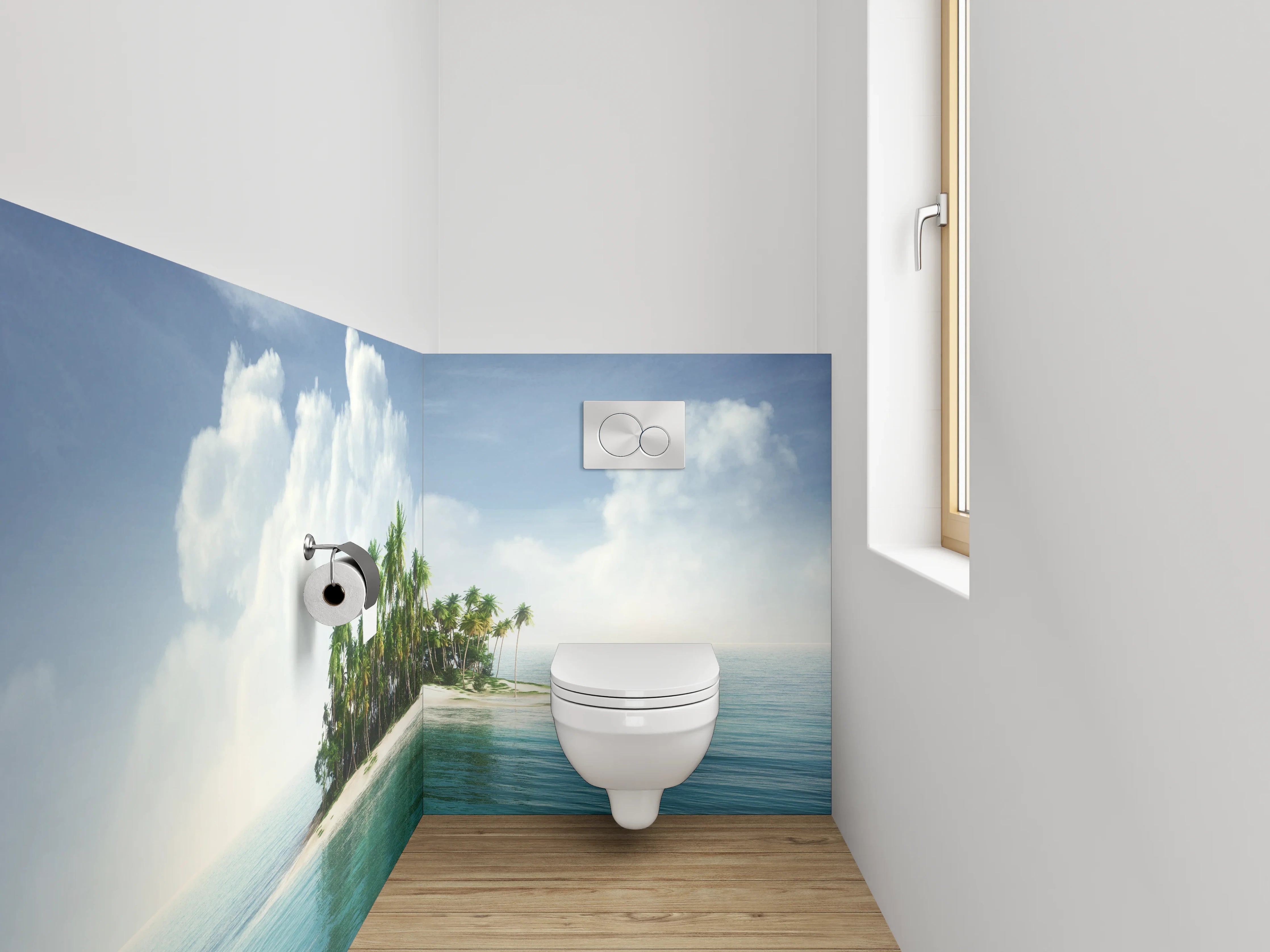 WC-Rückwand - Tropische Insel im Ozean Panorama