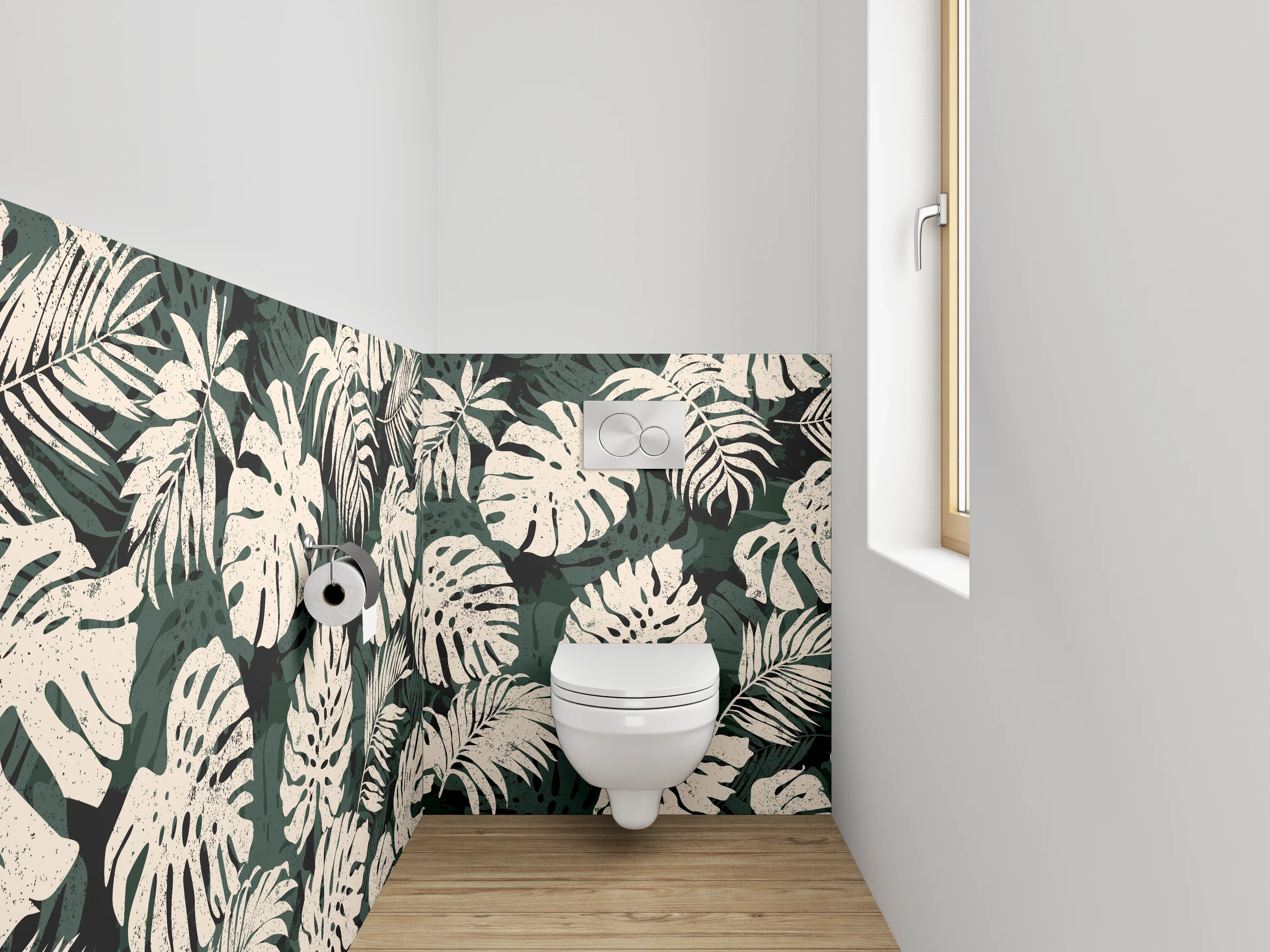 WC-Rückwand - Tropische Monstera Blätter Muster
