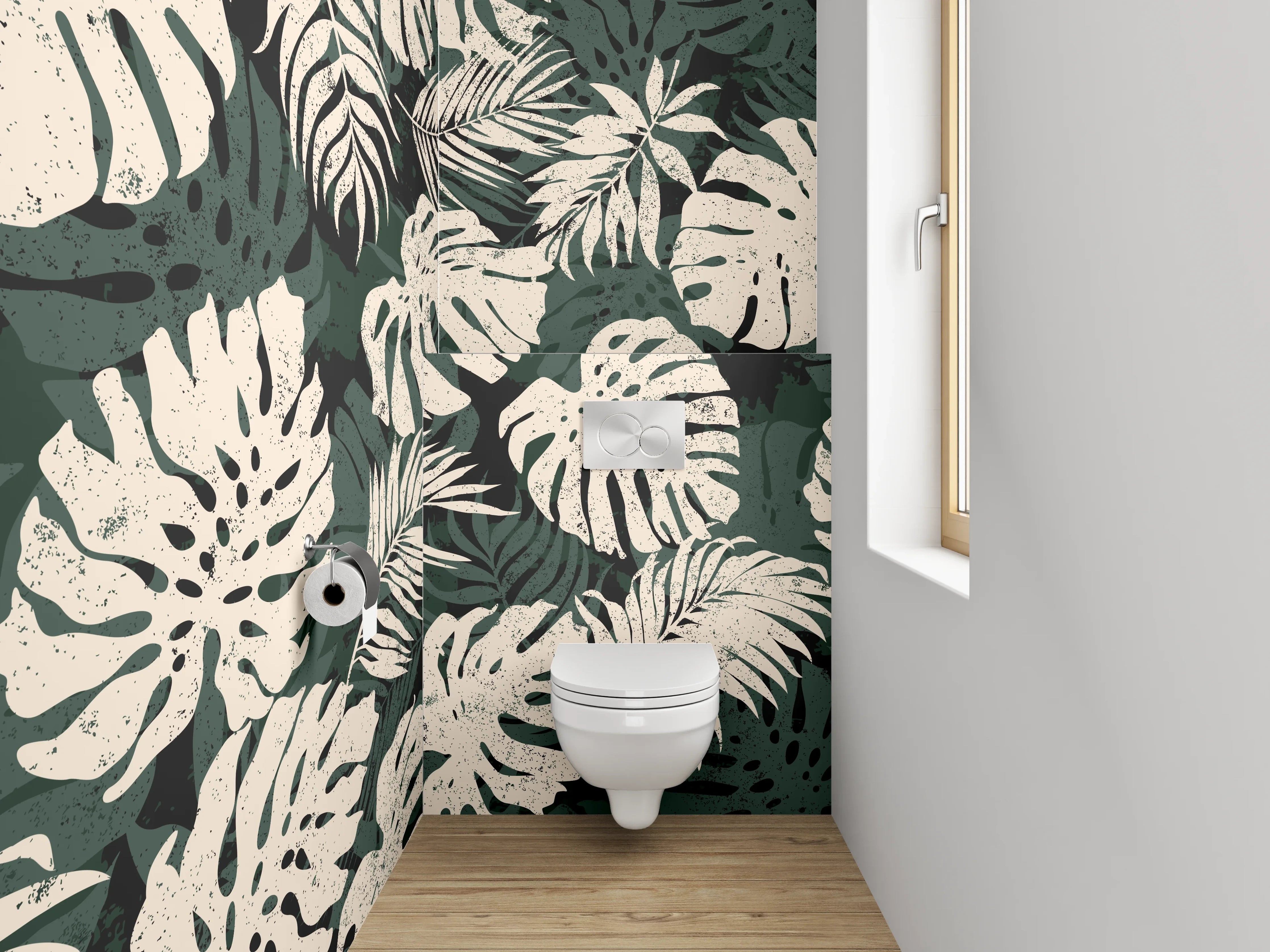 WC-Rückwand - Tropische Monstera Blätter Muster
