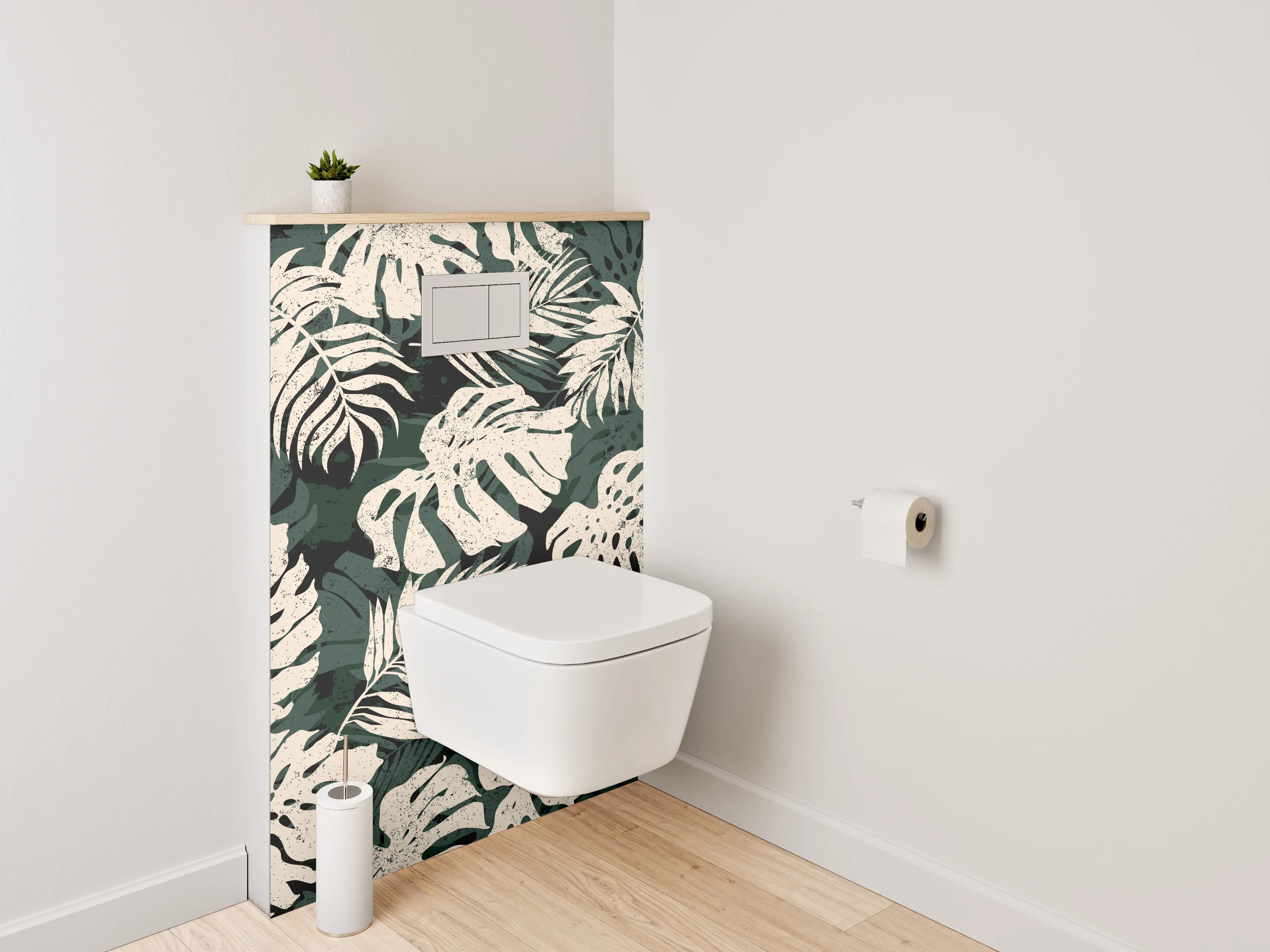 WC-Rückwand - Tropische Monstera Blätter Muster