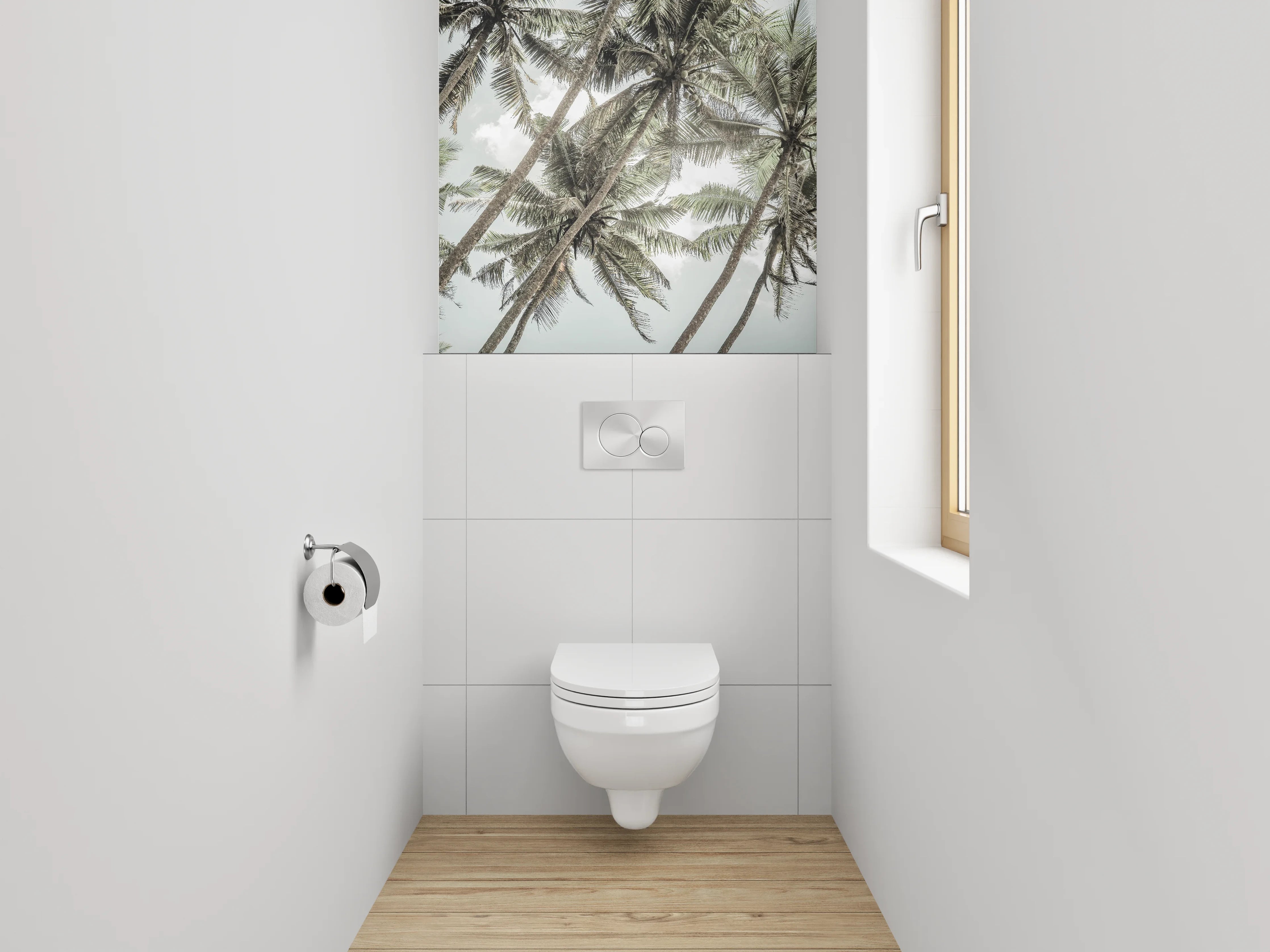 WC-Rückwand - Tropische Palmen am Himmel