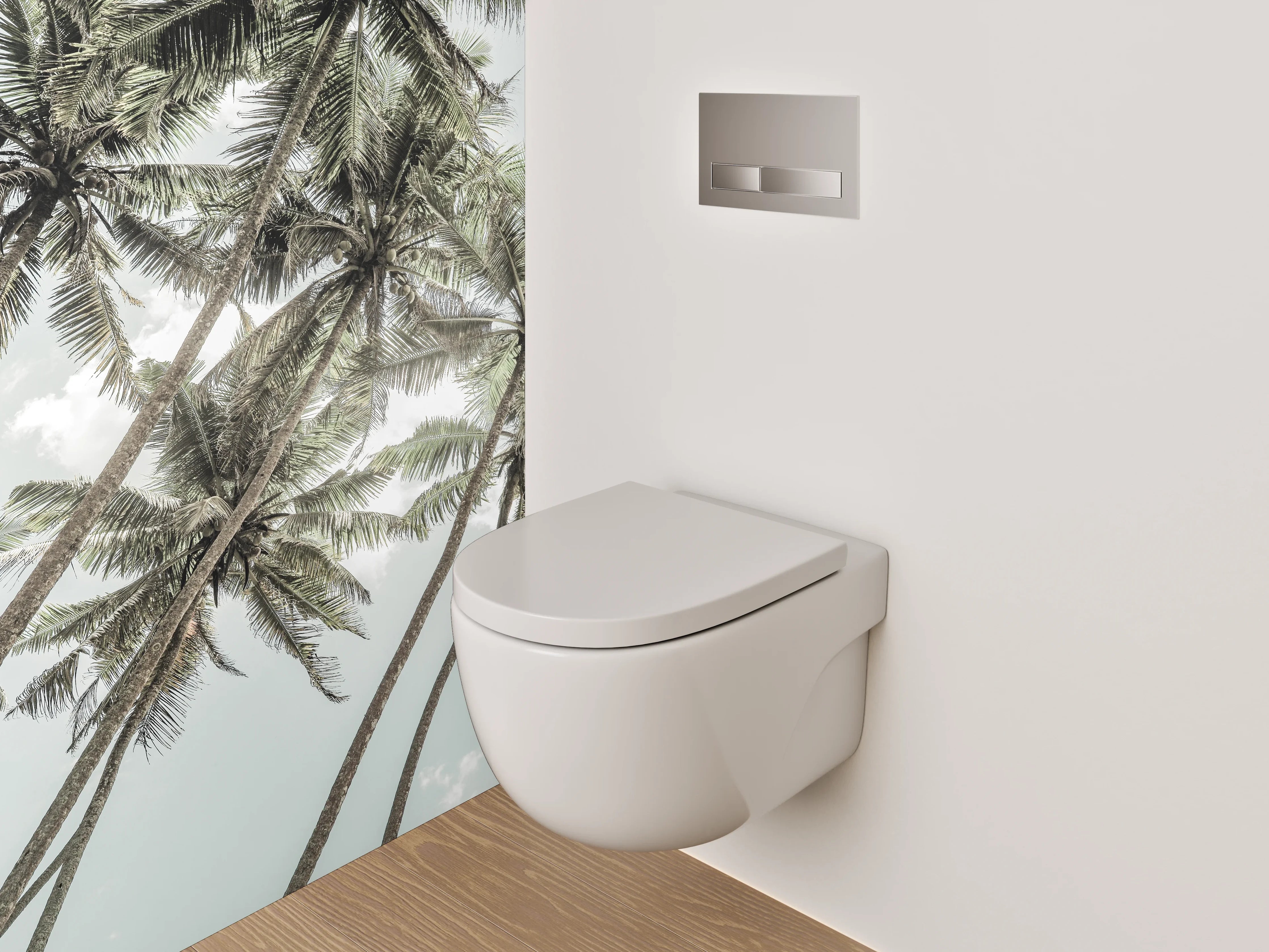 WC-Rückwand - Tropische Palmen am Himmel