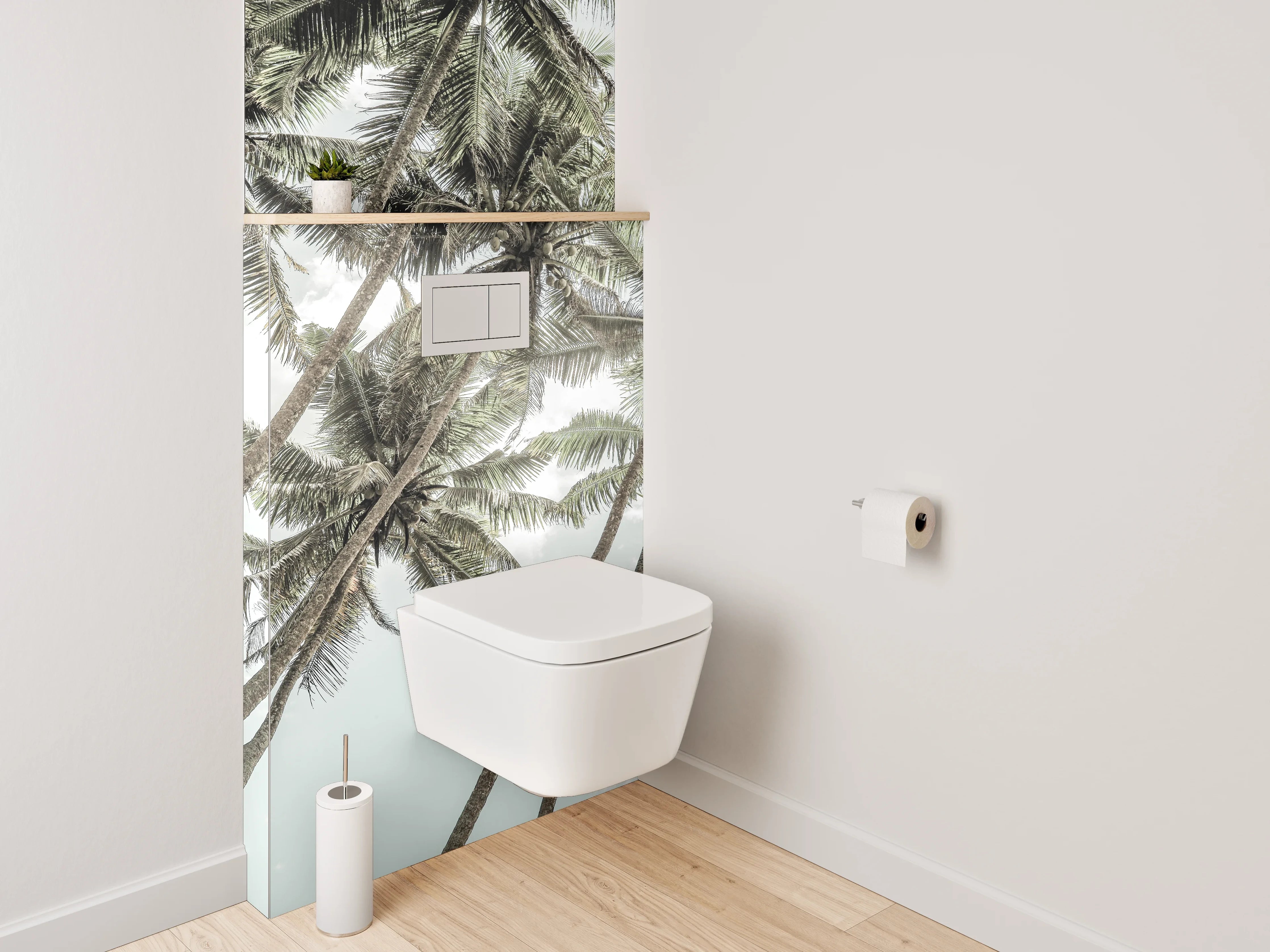 WC-Rückwand - Tropische Palmen am Himmel