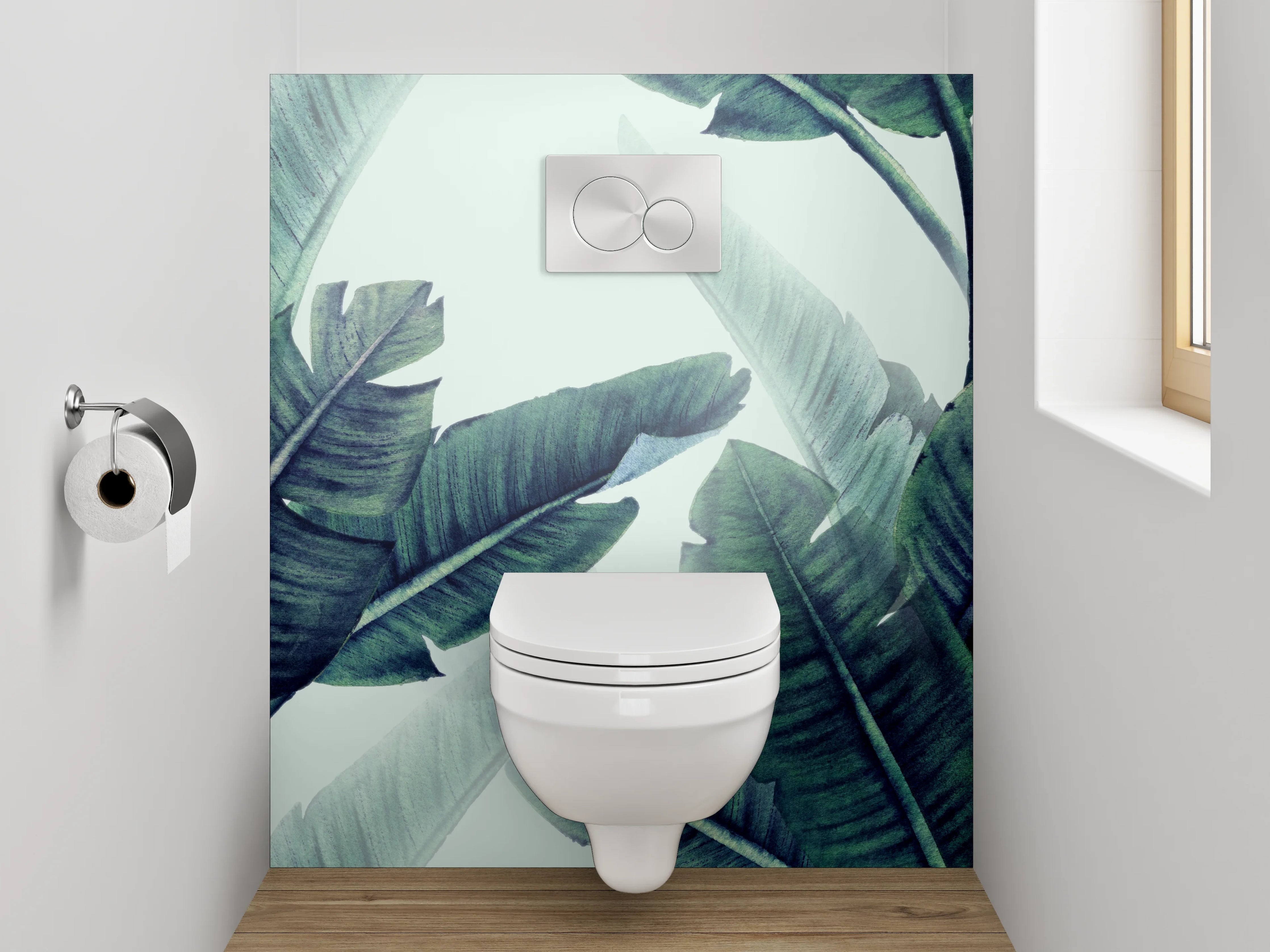 WC-Rückwand - Tropische Palmenblätter Aquarell Dschungel