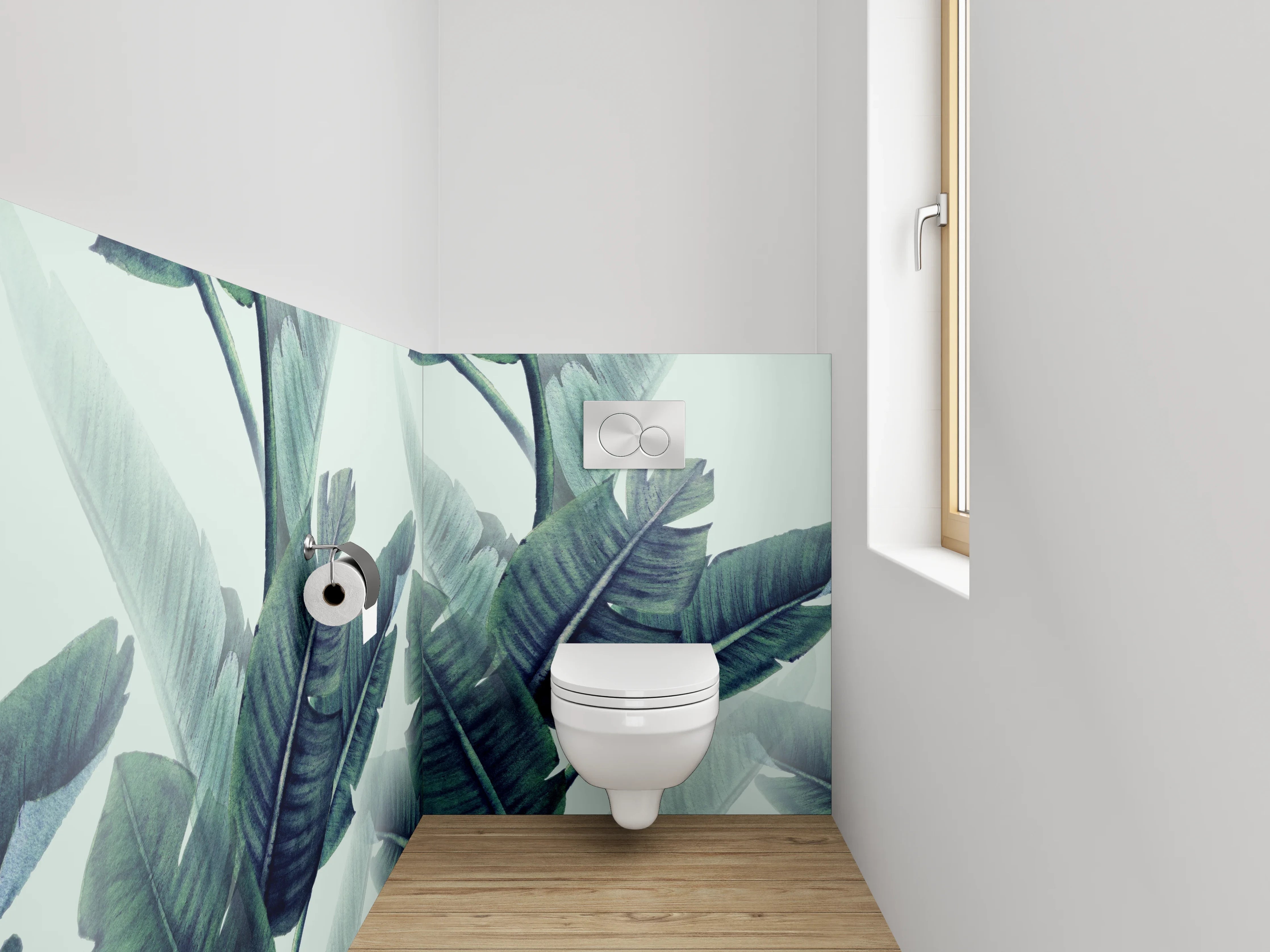 WC-Rückwand - Tropische Palmenblätter Aquarell Dschungel