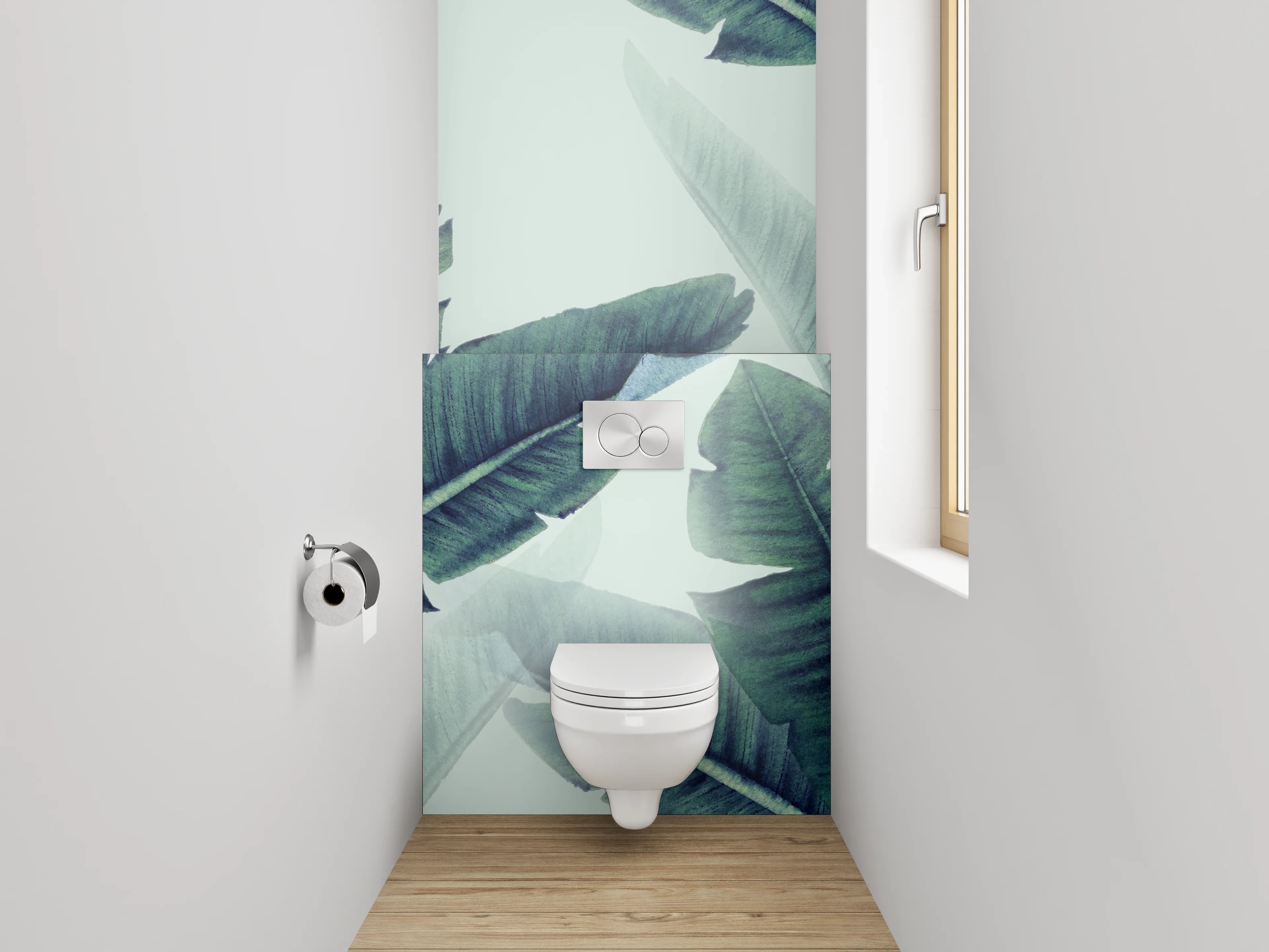 WC-Rückwand - Tropische Palmenblätter Aquarell Dschungel