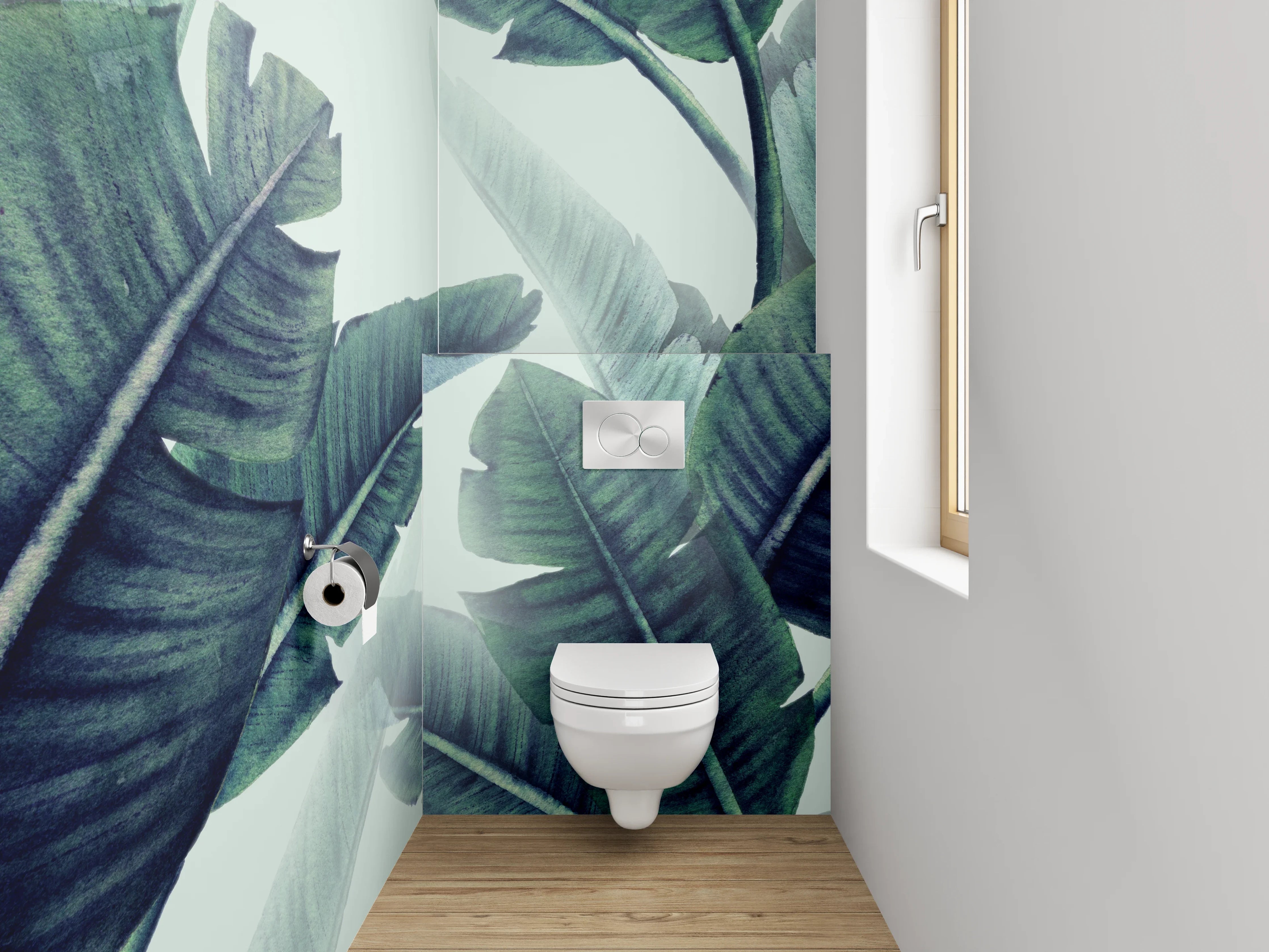 WC-Rückwand - Tropische Palmenblätter Aquarell Dschungel