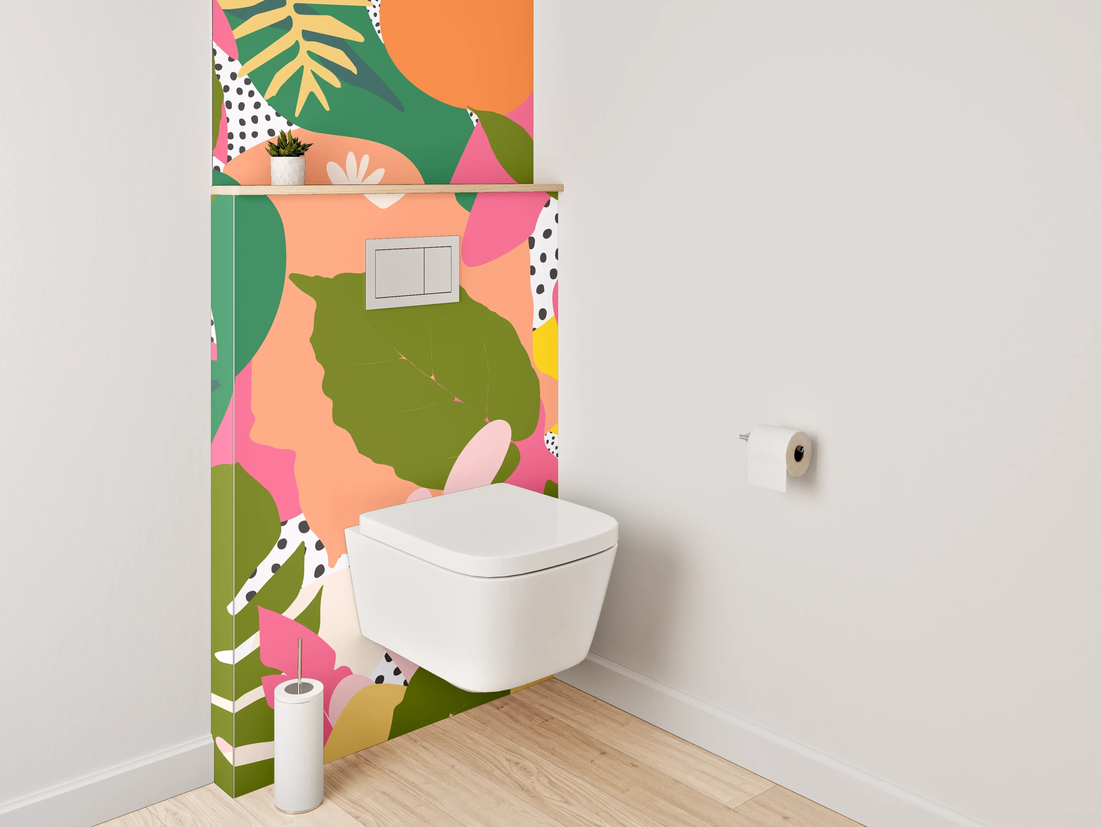 WC-Rückwand - Tropische Papageien-Illustration Dschungelwildnis