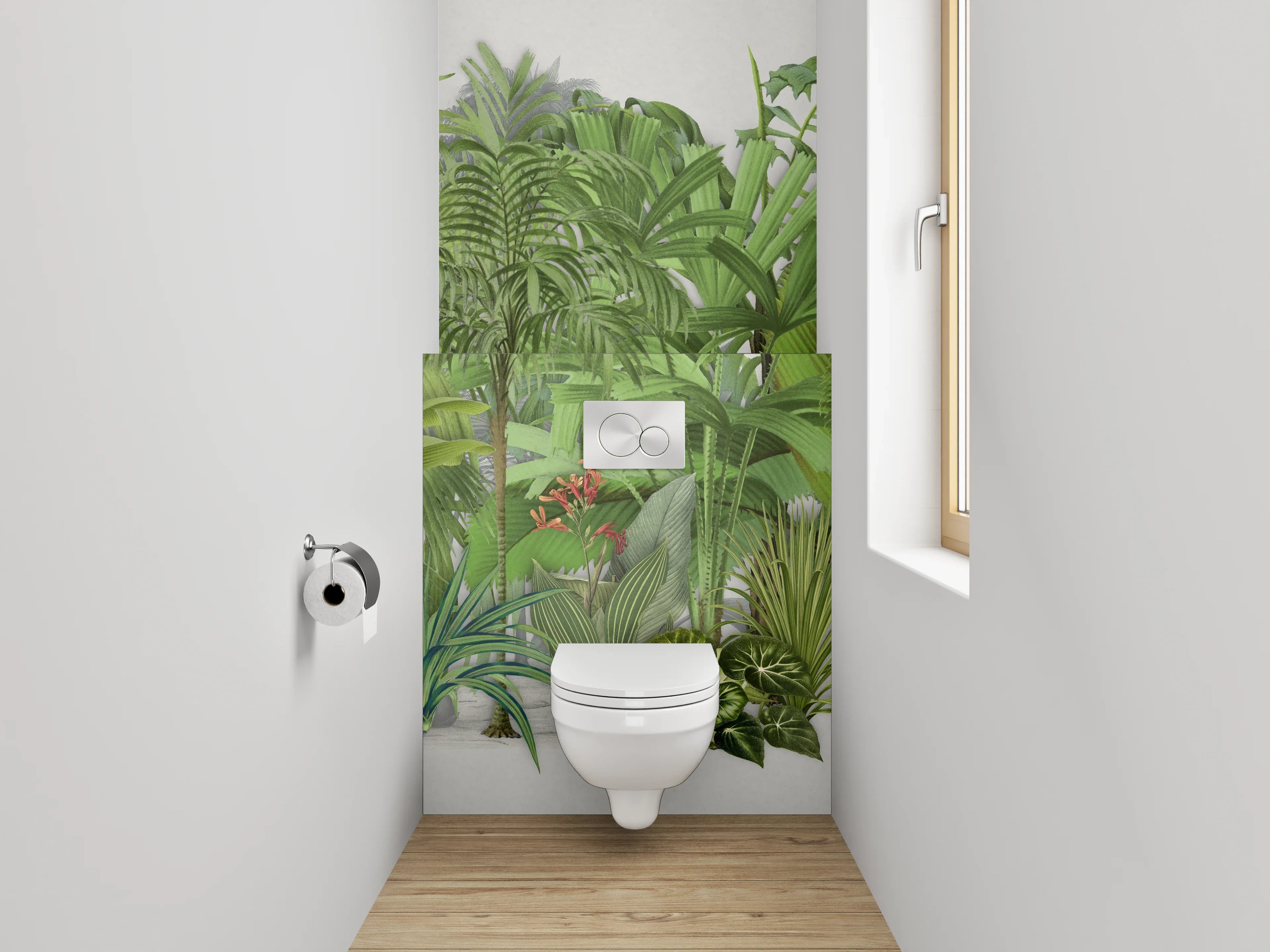 WC-Rückwand - Tropische Pflanzen Illustration Grün Dschungel