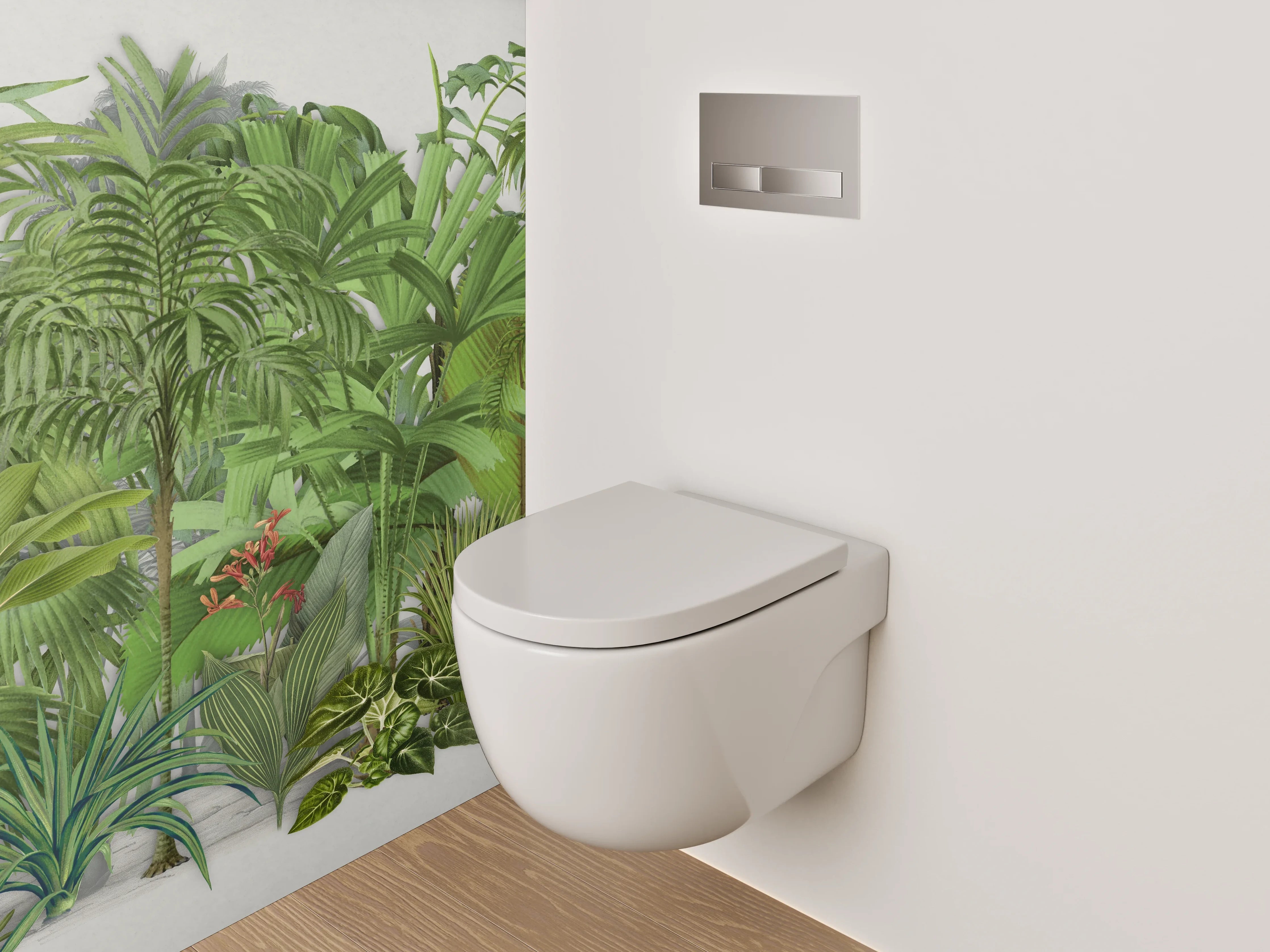 WC-Rückwand - Tropische Pflanzen Illustration Grün Dschungel