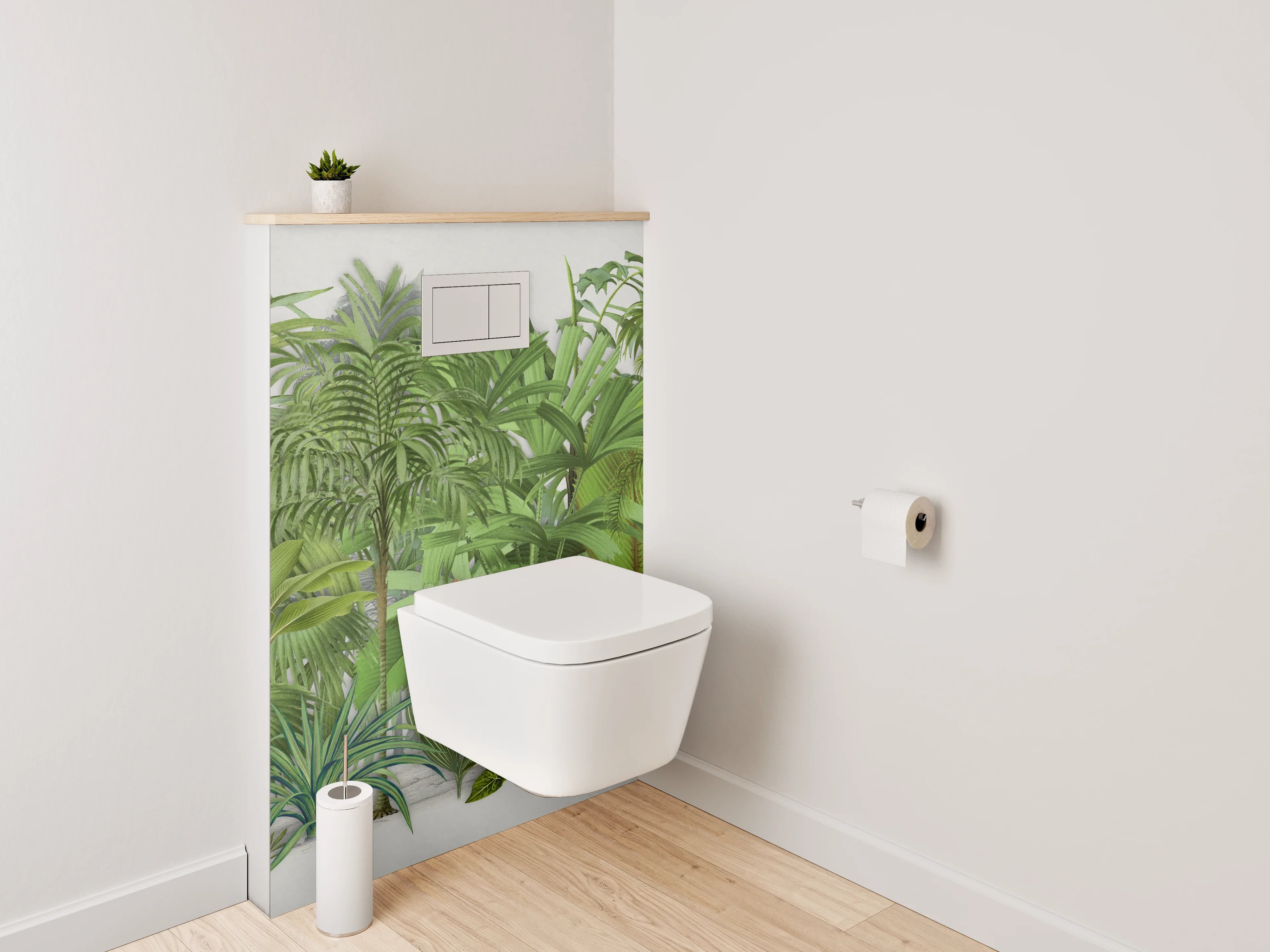 WC-Rückwand - Tropische Pflanzen Illustration Grün Dschungel