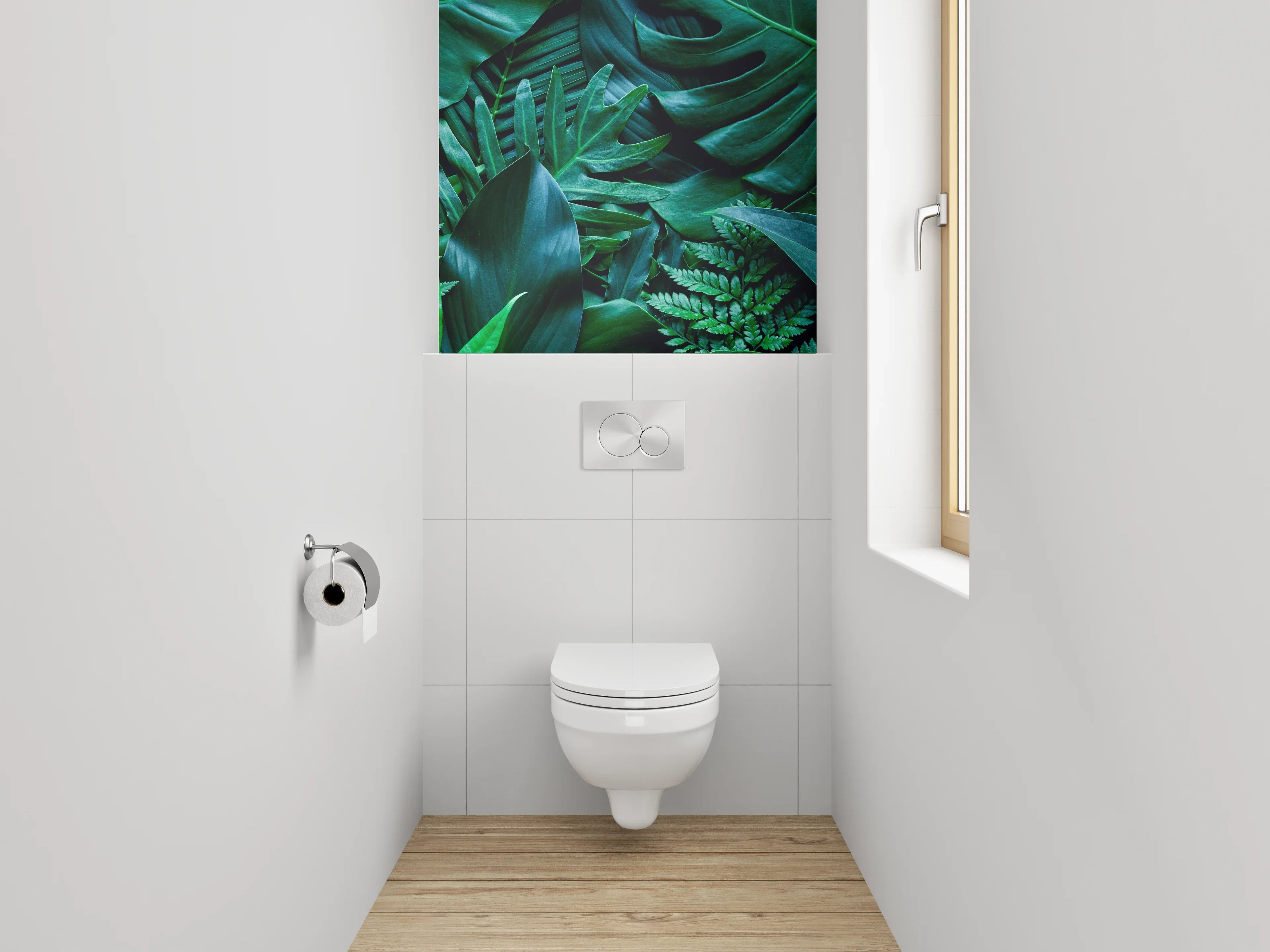 WC-Rückwand - Tropische Pflanzenblätter Grün Dschungel