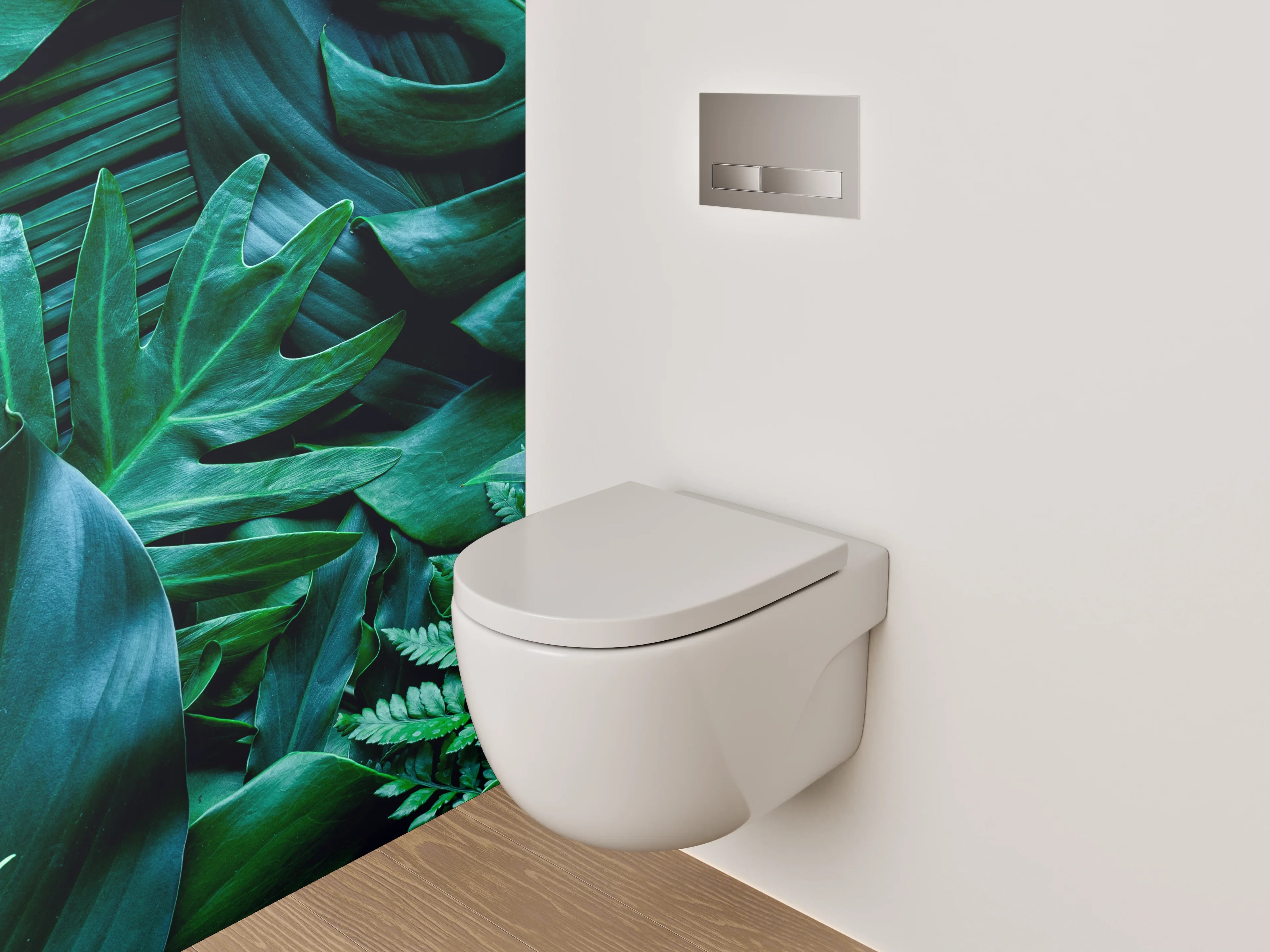 WC-Rückwand - Tropische Pflanzenblätter Grün Dschungel