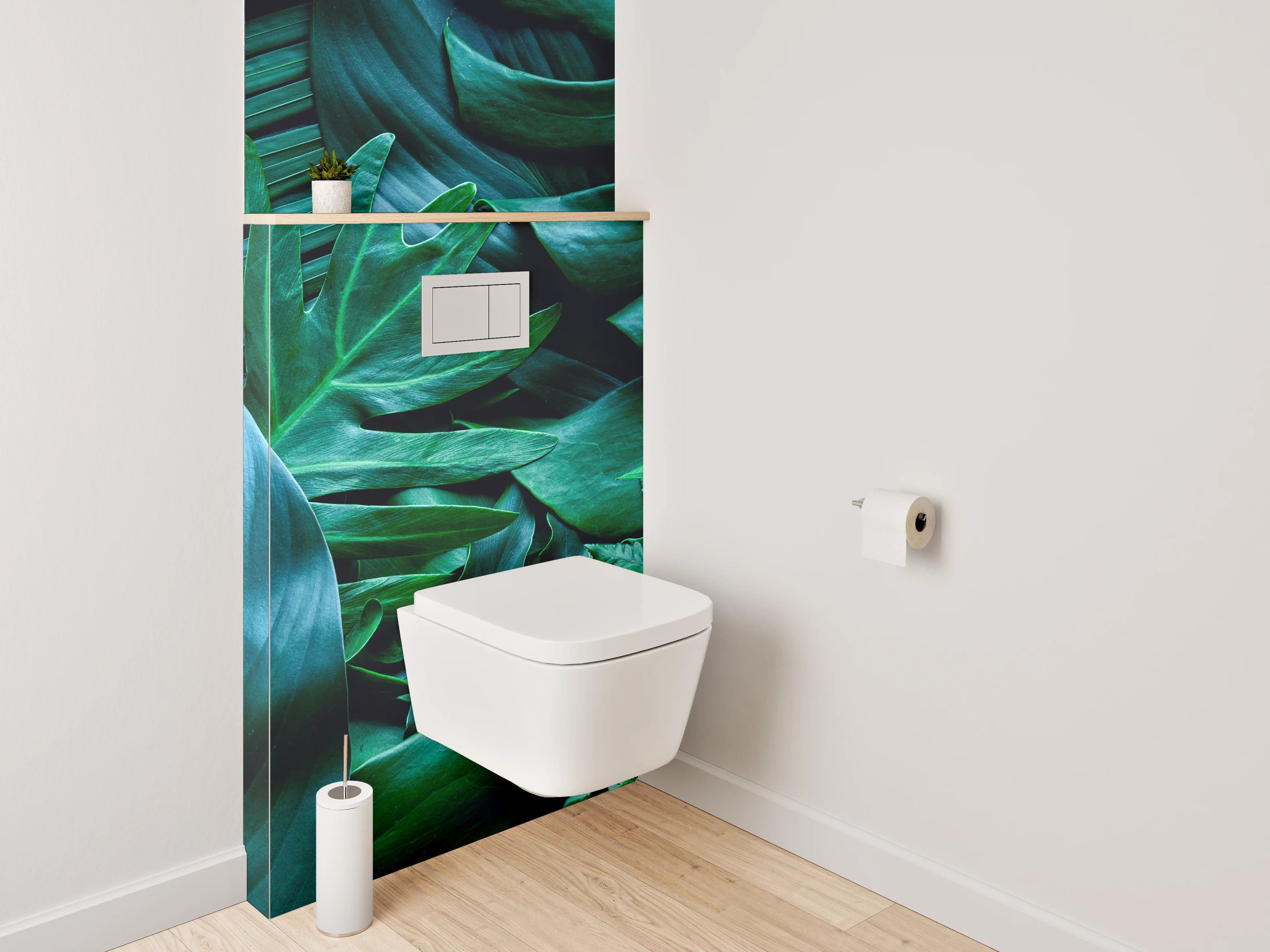 WC-Rückwand - Tropische Pflanzenblätter Grün Dschungel
