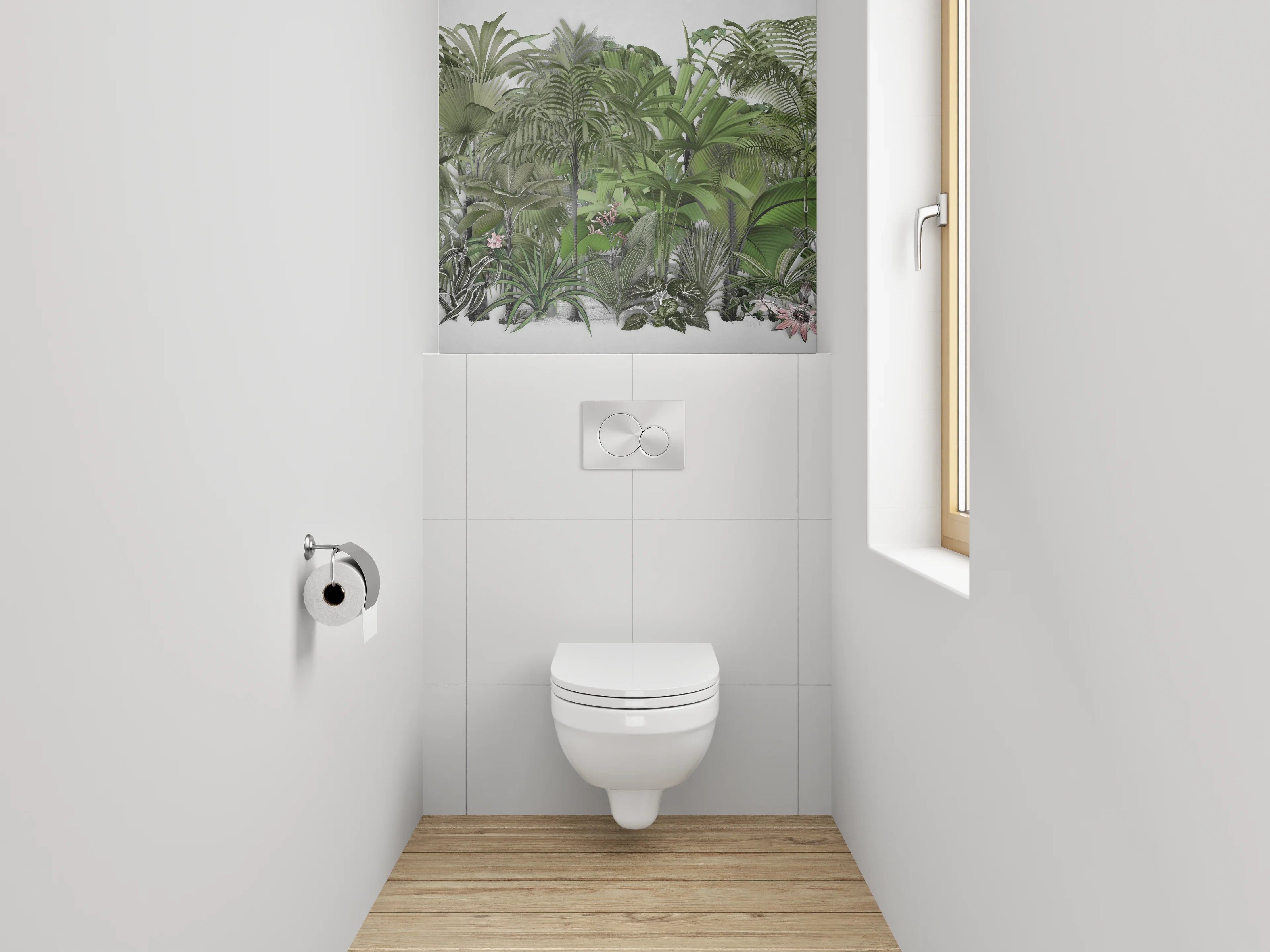 WC-Rückwand - Tropischer Dschungel Pflanzen Illustration