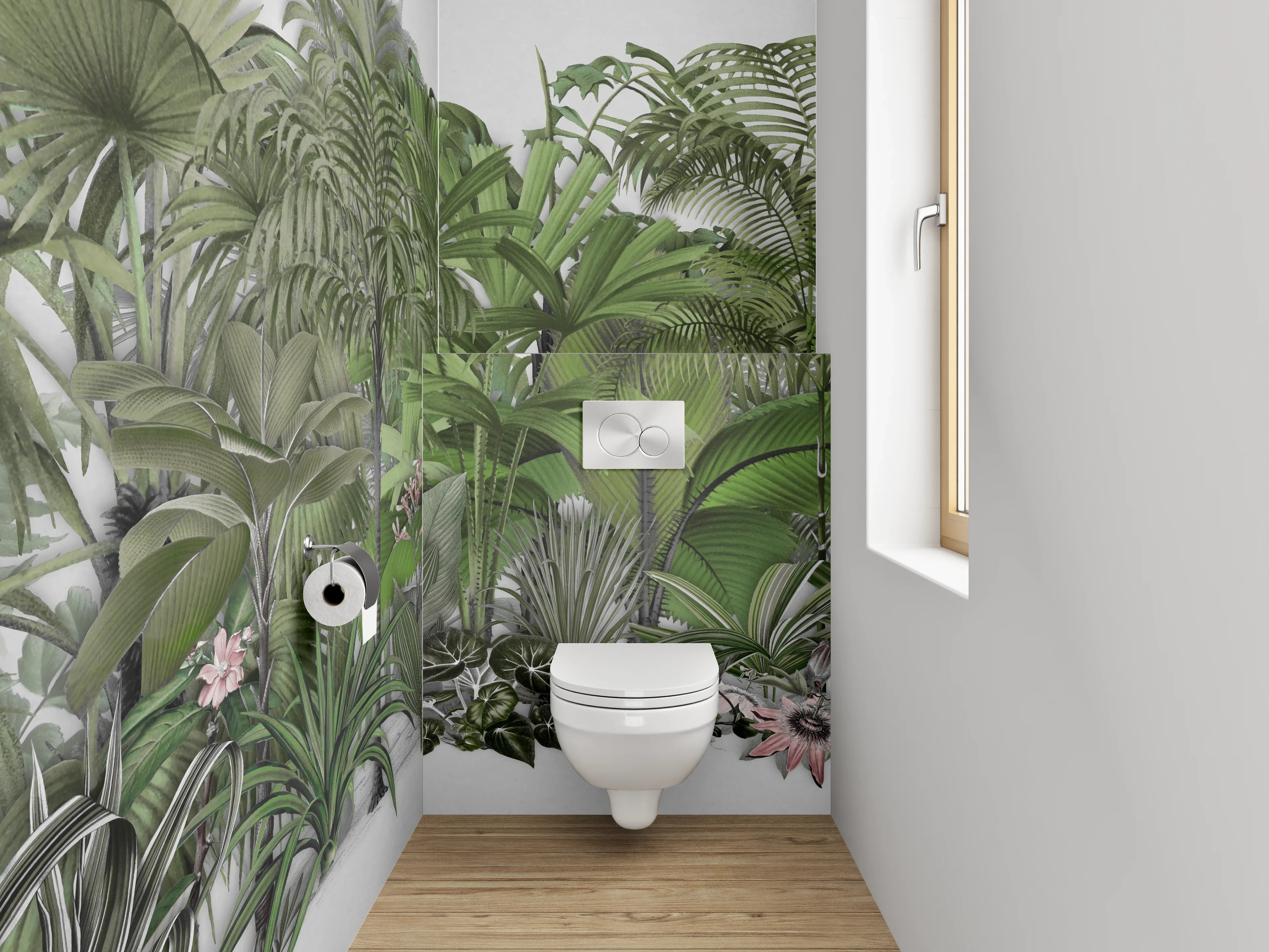 WC-Rückwand - Tropischer Dschungel Pflanzen Illustration