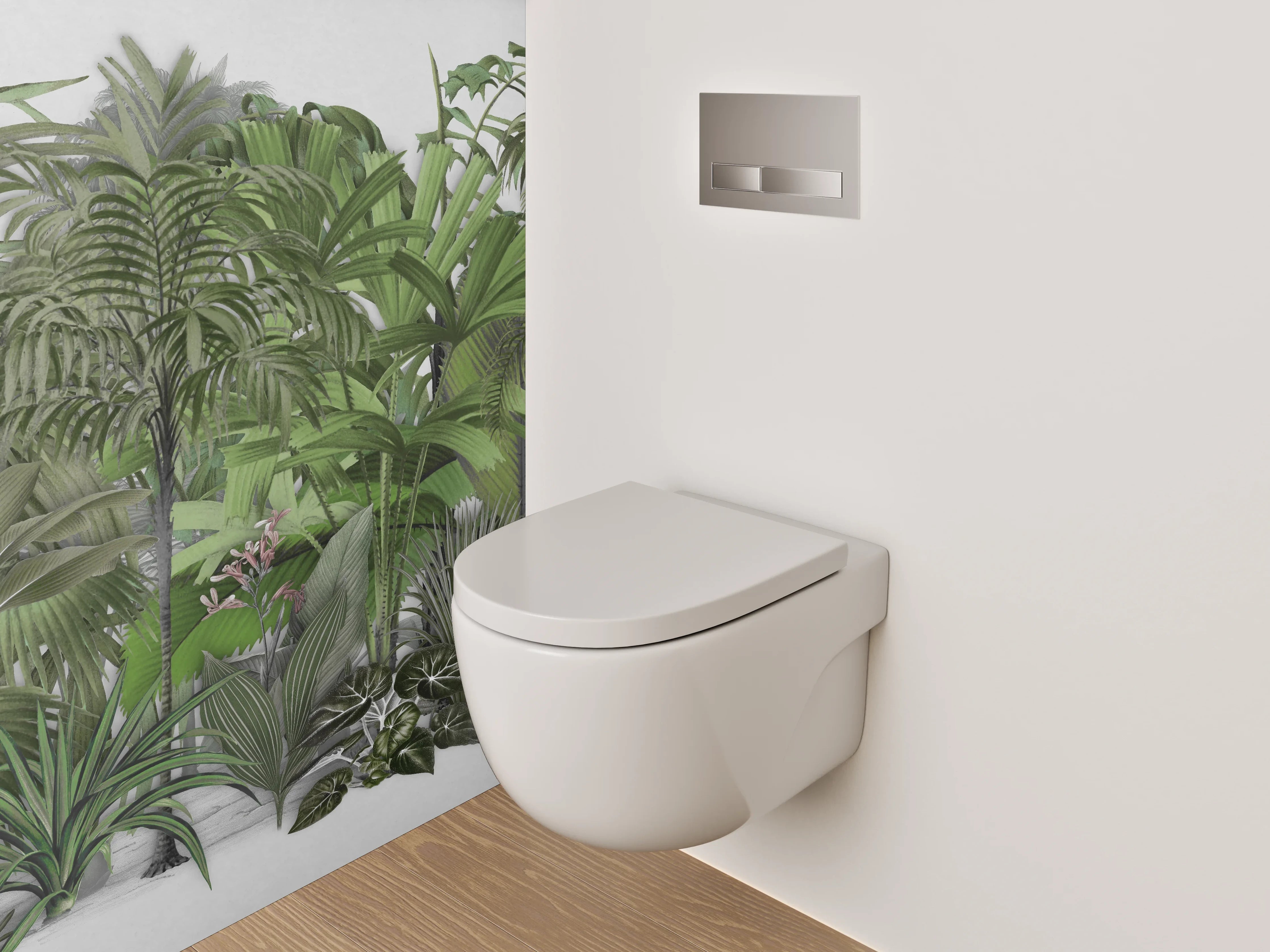 WC-Rückwand - Tropischer Dschungel Pflanzen Illustration
