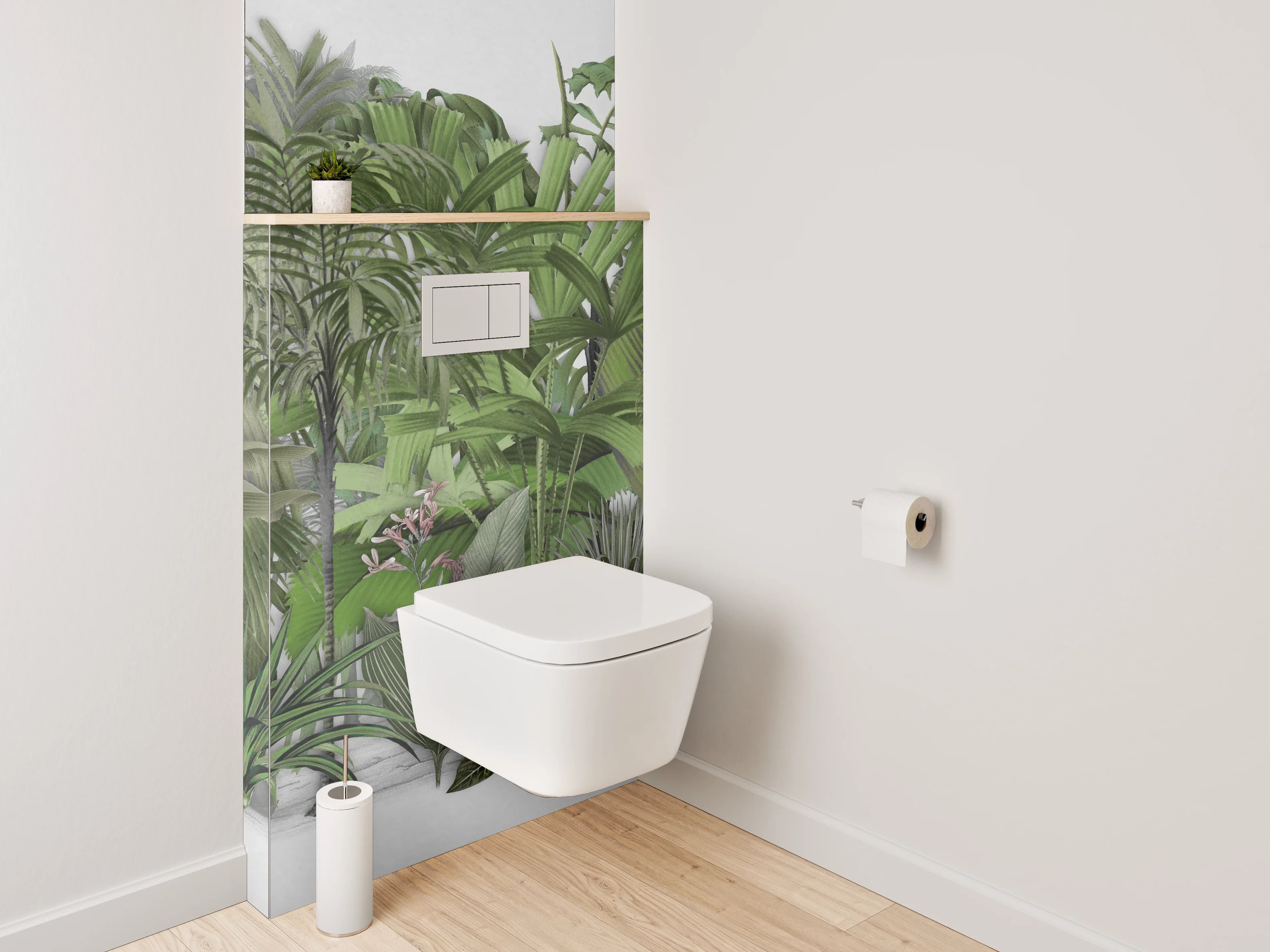 WC-Rückwand - Tropischer Dschungel Pflanzen Illustration