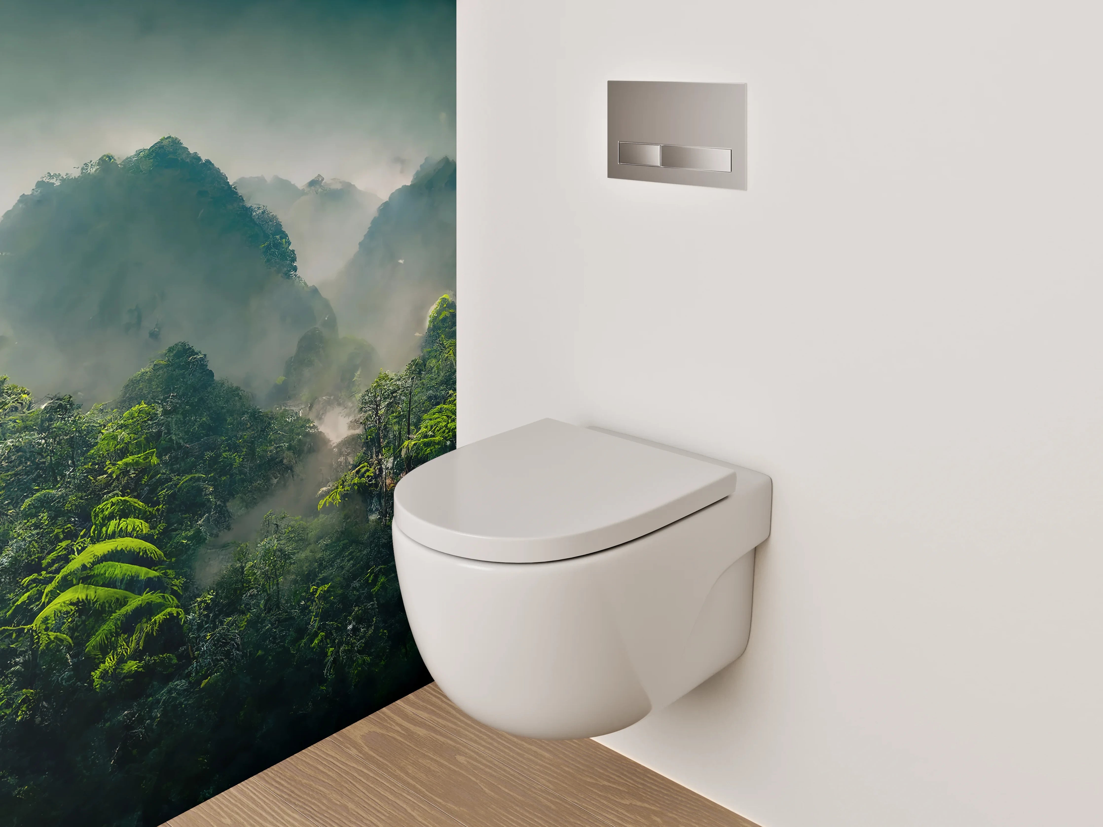 WC-Rückwand - Tropischer Dschungel im Morgendunst