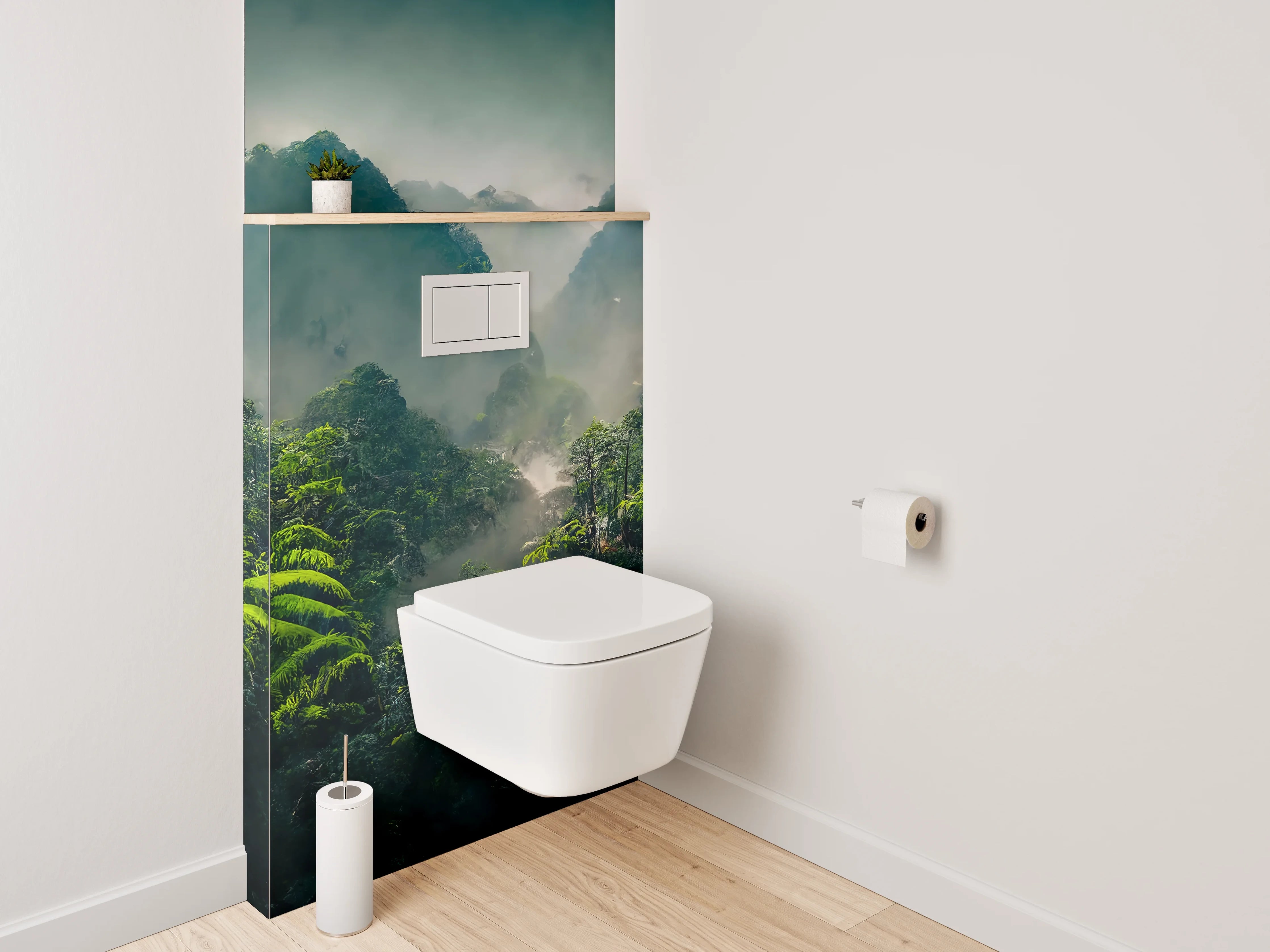 WC-Rückwand - Tropischer Dschungel im Morgendunst