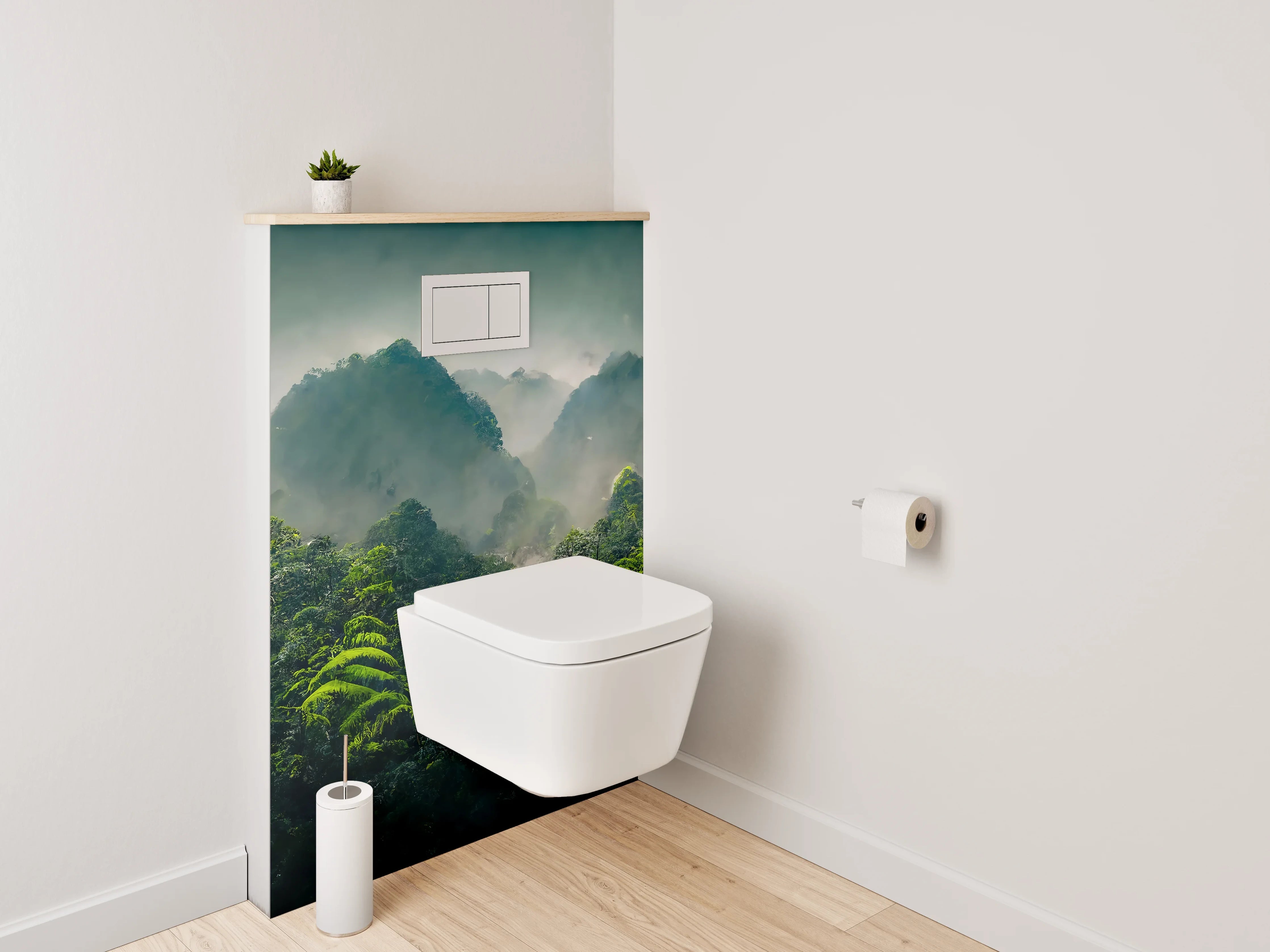 WC-Rückwand - Tropischer Dschungel im Morgendunst