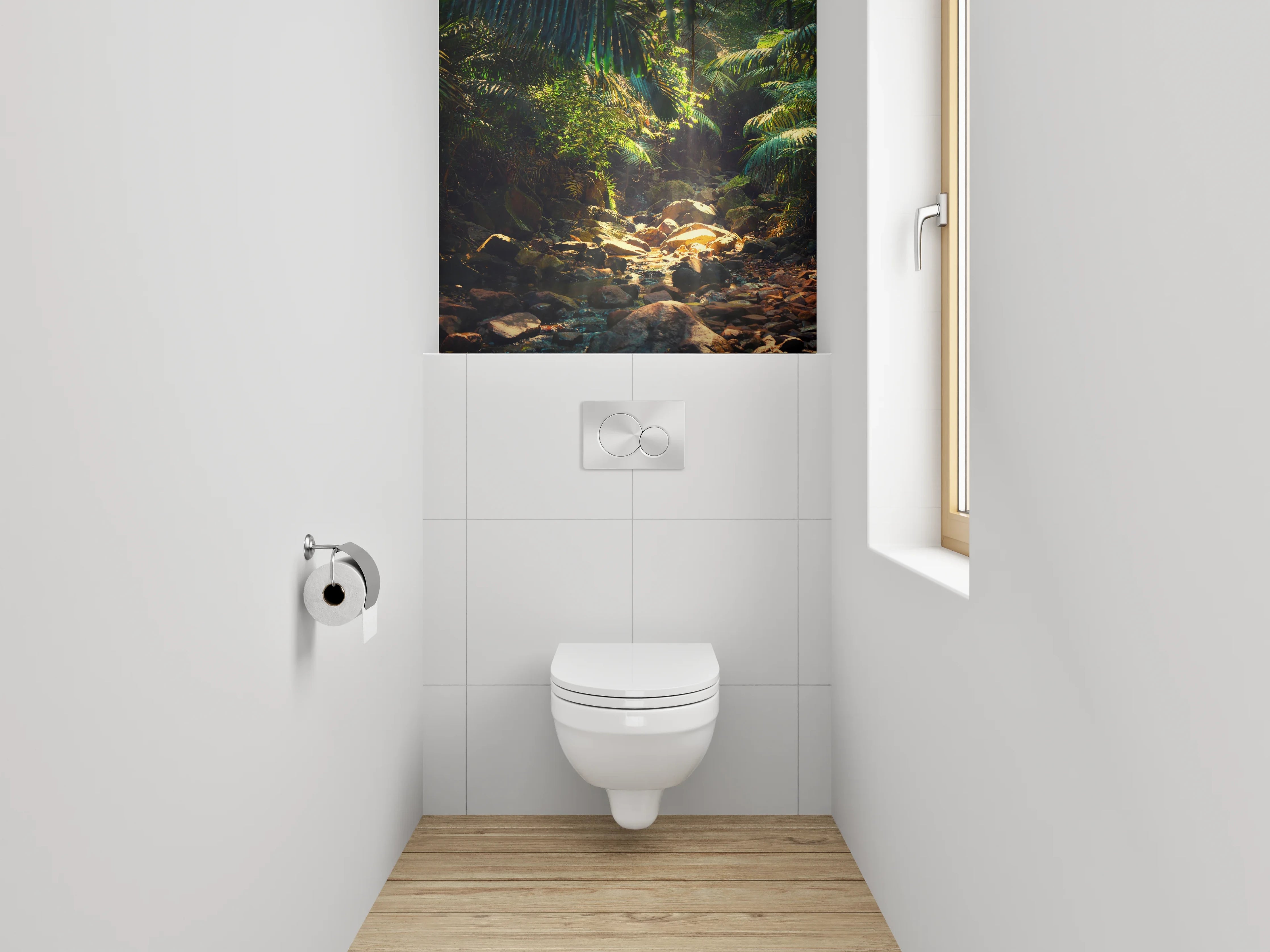 WC-Rückwand - Tropischer Dschungel mit Sonnenstrahlen