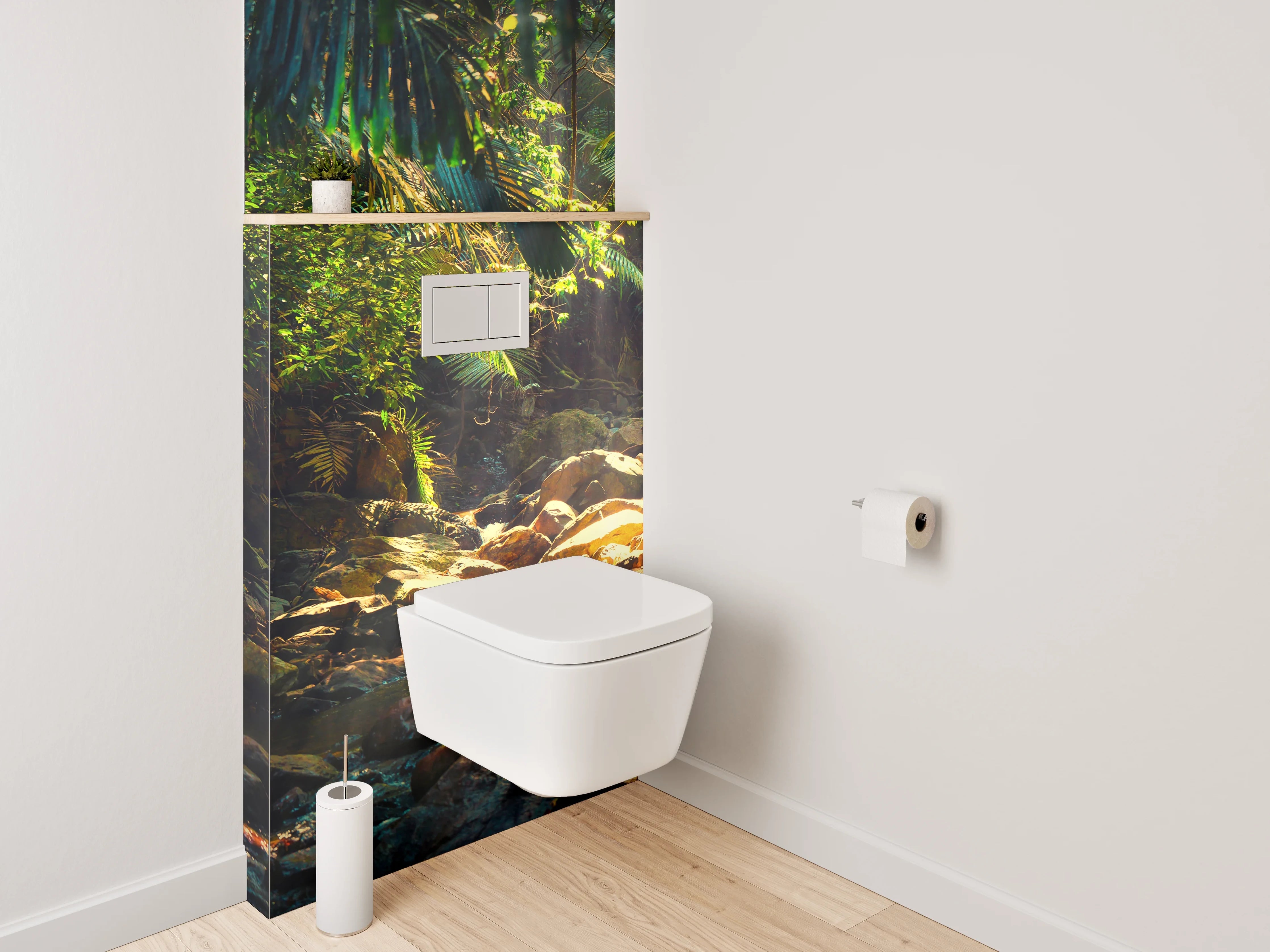 WC-Rückwand - Tropischer Dschungel mit Sonnenstrahlen