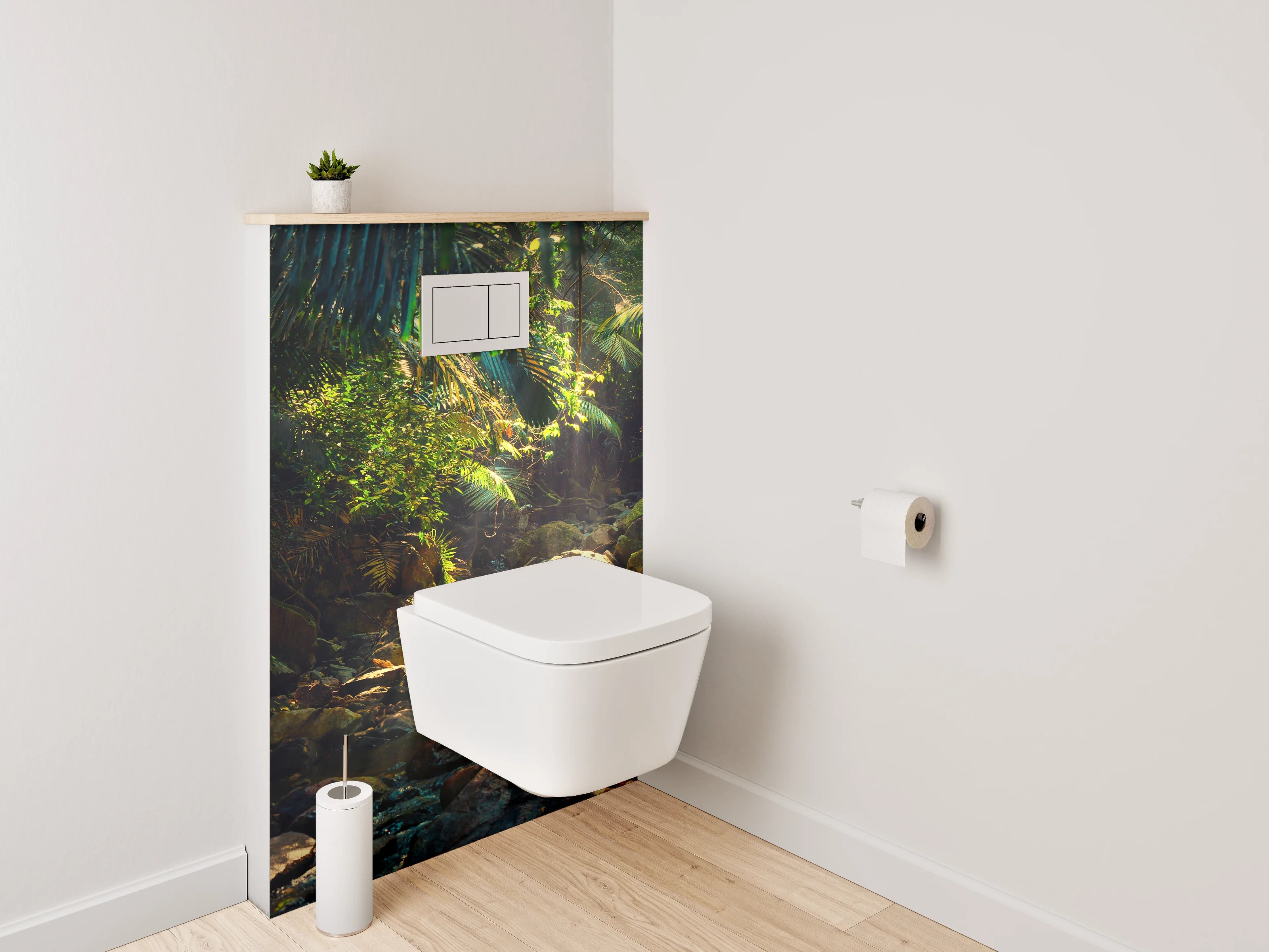 WC-Rückwand - Tropischer Dschungel mit Sonnenstrahlen